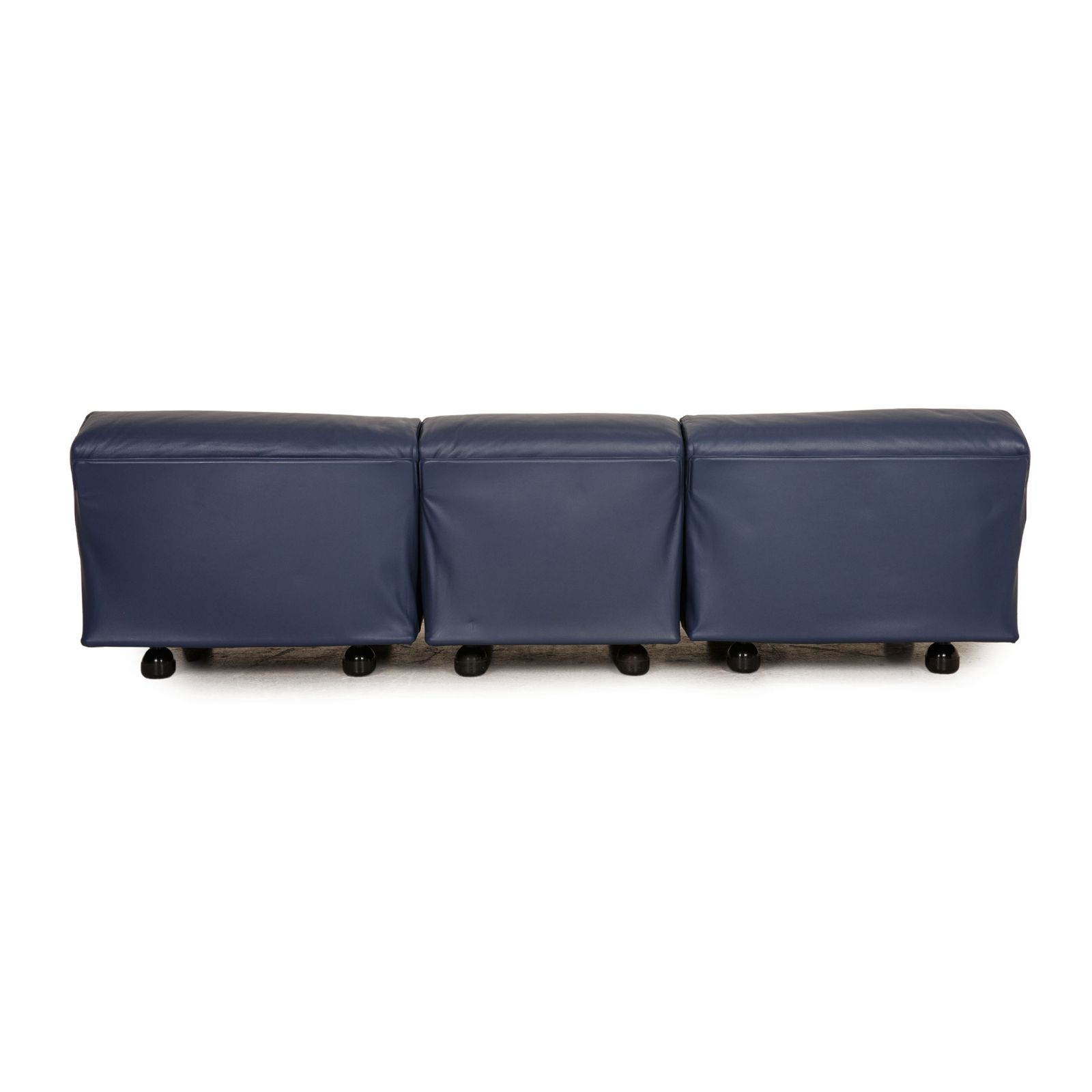 Cassina Fiandra leren driezitsbank – blauw photo vintage