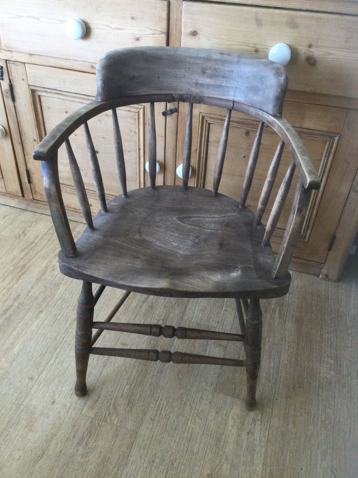 Early Victorian Elm Captains Chair/ Armchair photo Furniture
