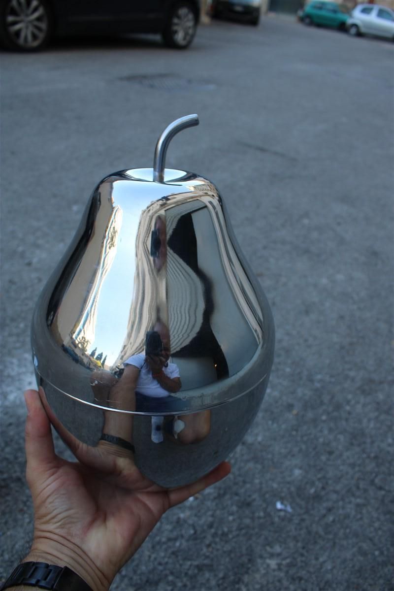 Pair Of Pears In Steel Italy 1970 Rinnovel Ettore Sottsass Style Ice Box photo vinterior