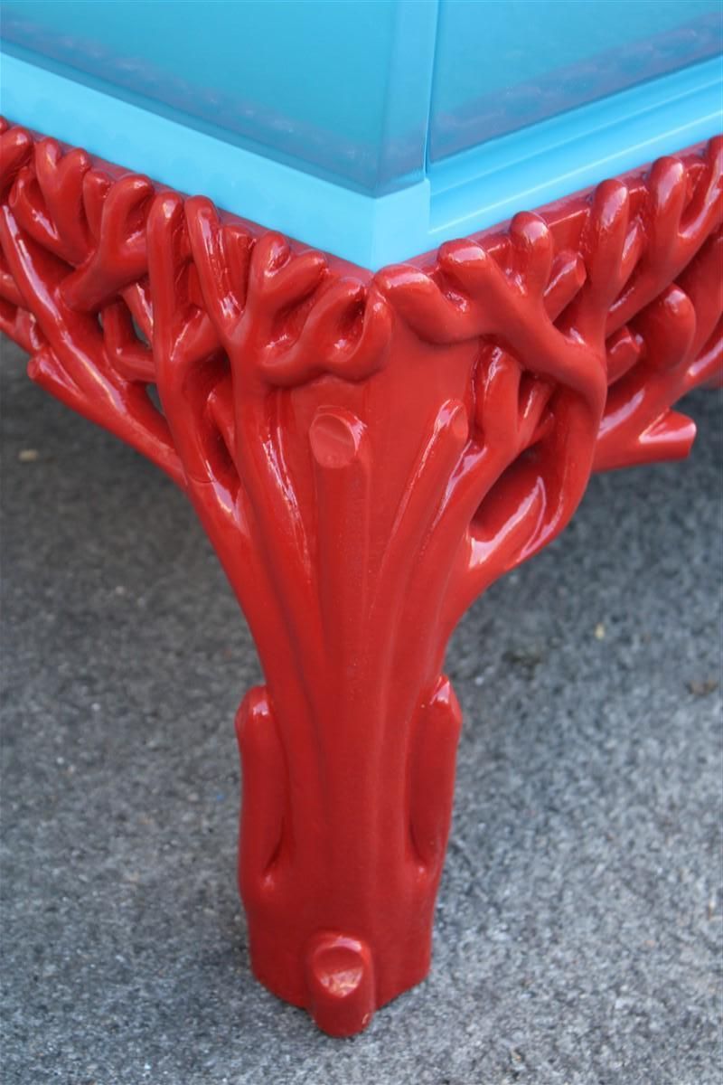 photo vinterior Decotarive Bedroom Sets Arpex Roma 1970 In Sea Blue And Red Coral Made In Italy