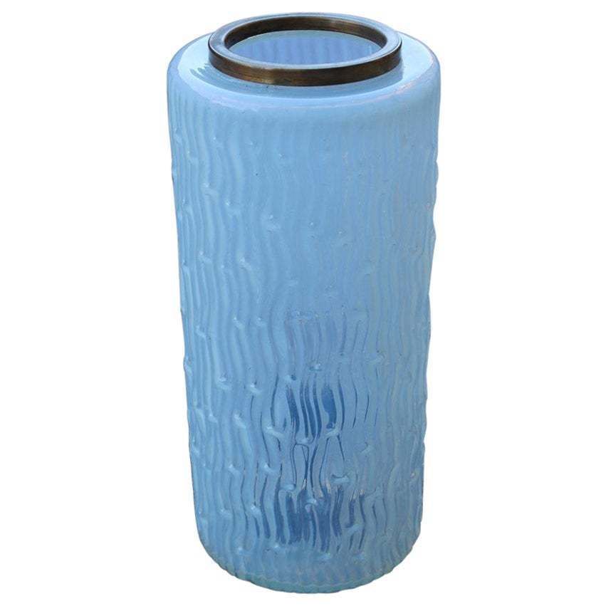 Venini 1960s Iridescent Murano Glass Cylinder Table Lamp Made In Italy, 1960s
