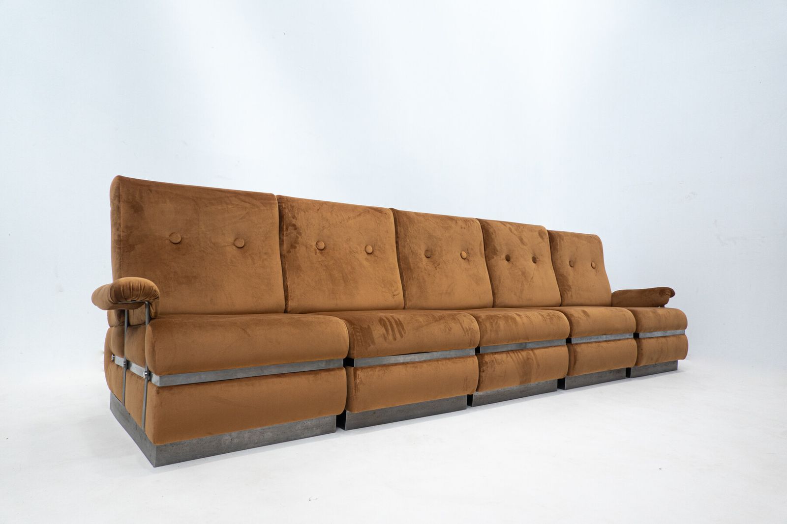 Mid Century Modular Sofa In Brown Velvet photo furniture