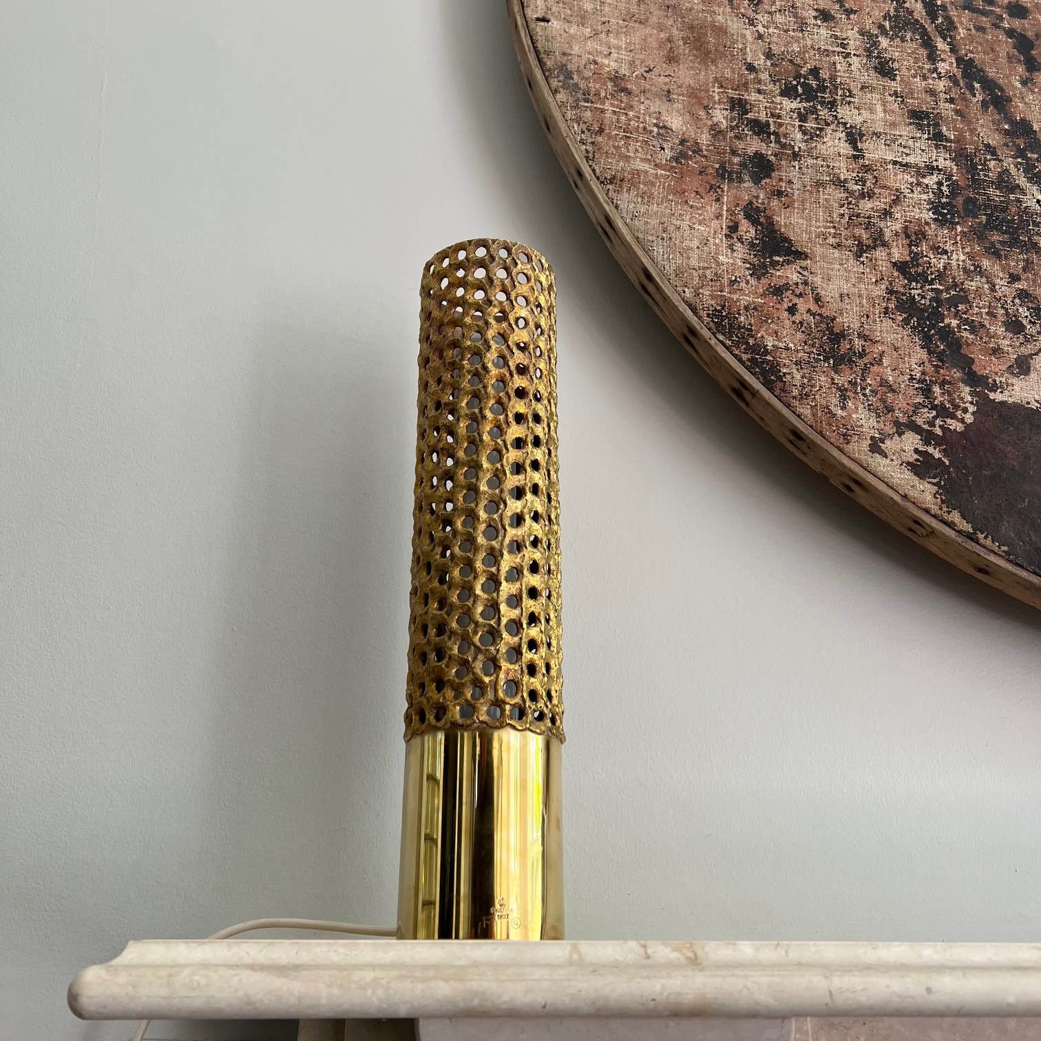 Pierre Forssell Mid Century Swedish Brass Table Lamp For Skultuna photo vintage
