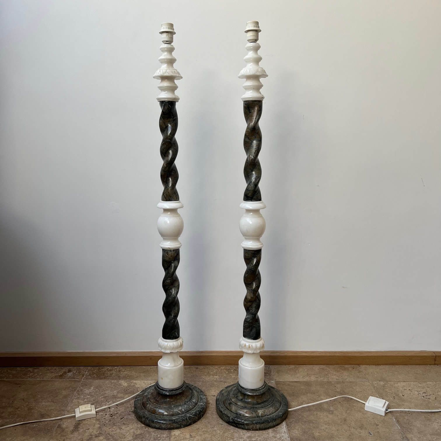 Pair Of Swedish Mid Century Marble Floor Lamps