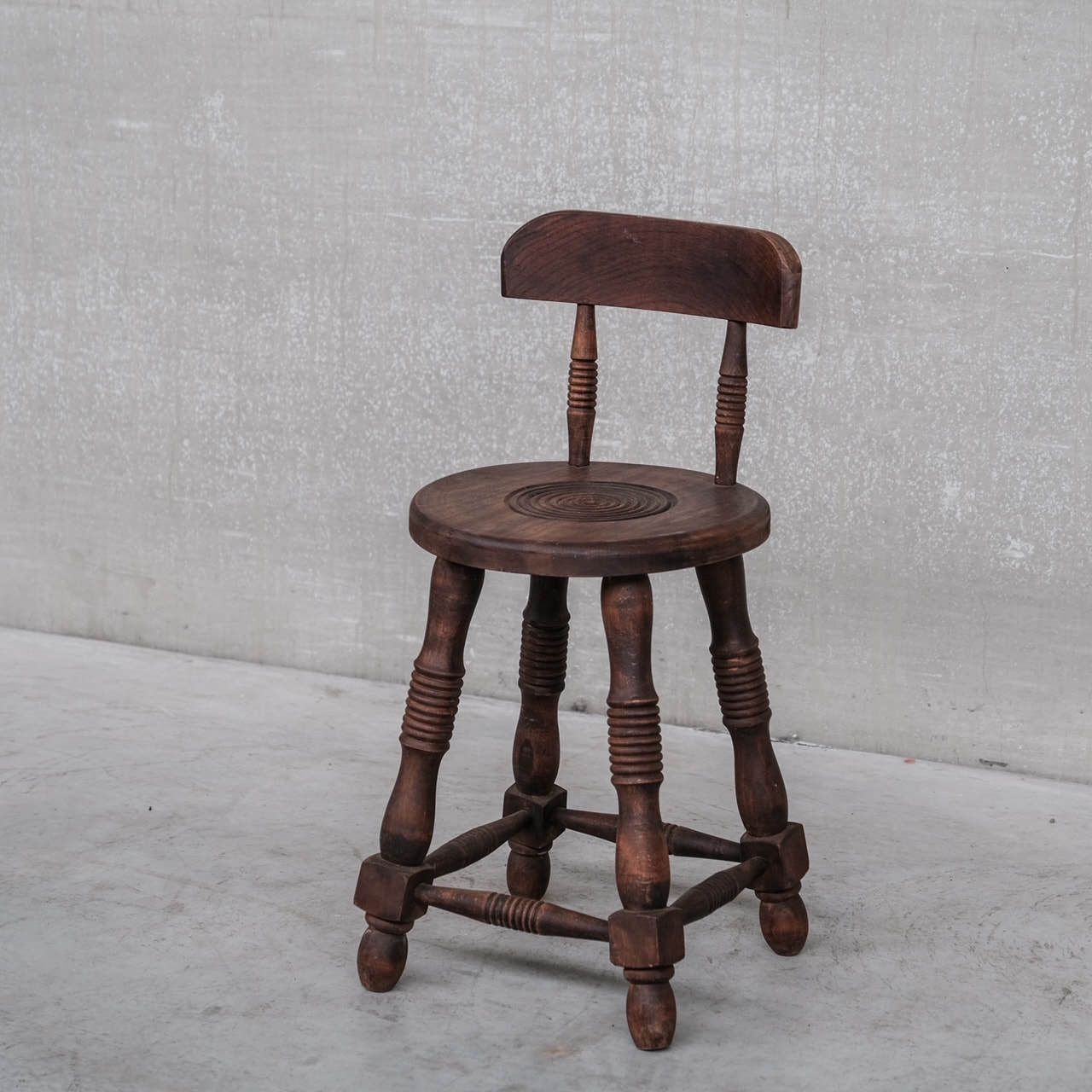 French Oak Mid Century Turned Occasional Chair photo Furniture