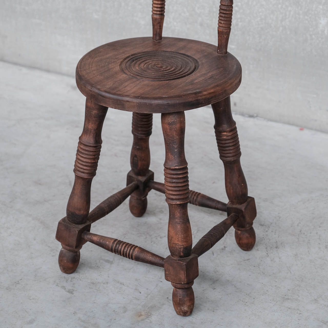 French Oak Mid Century Turned Occasional Chair photo vinterior