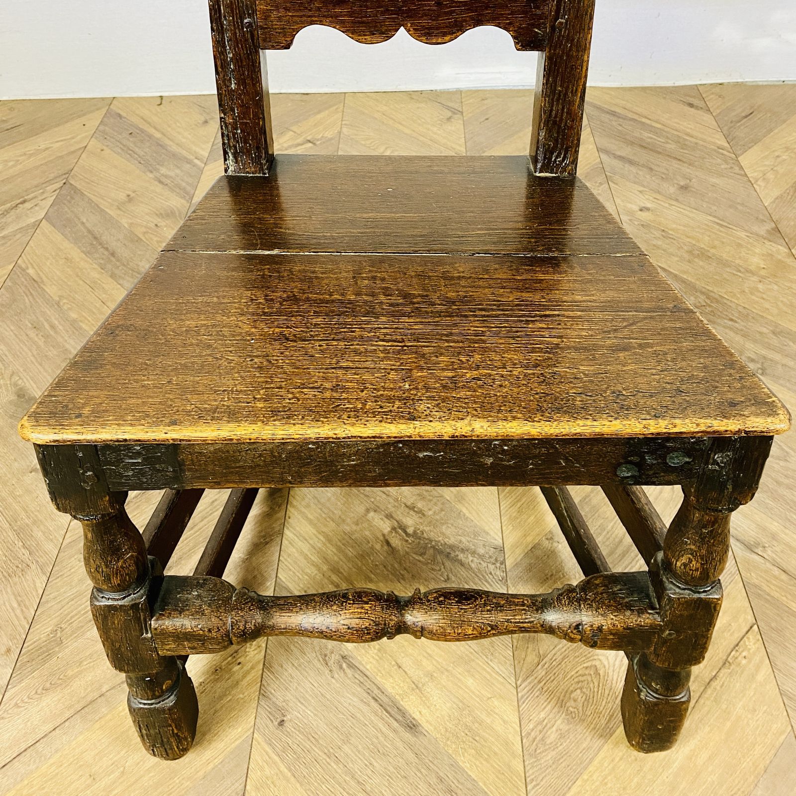 Antique English Oak 17th Century Hall Chair photo vintage