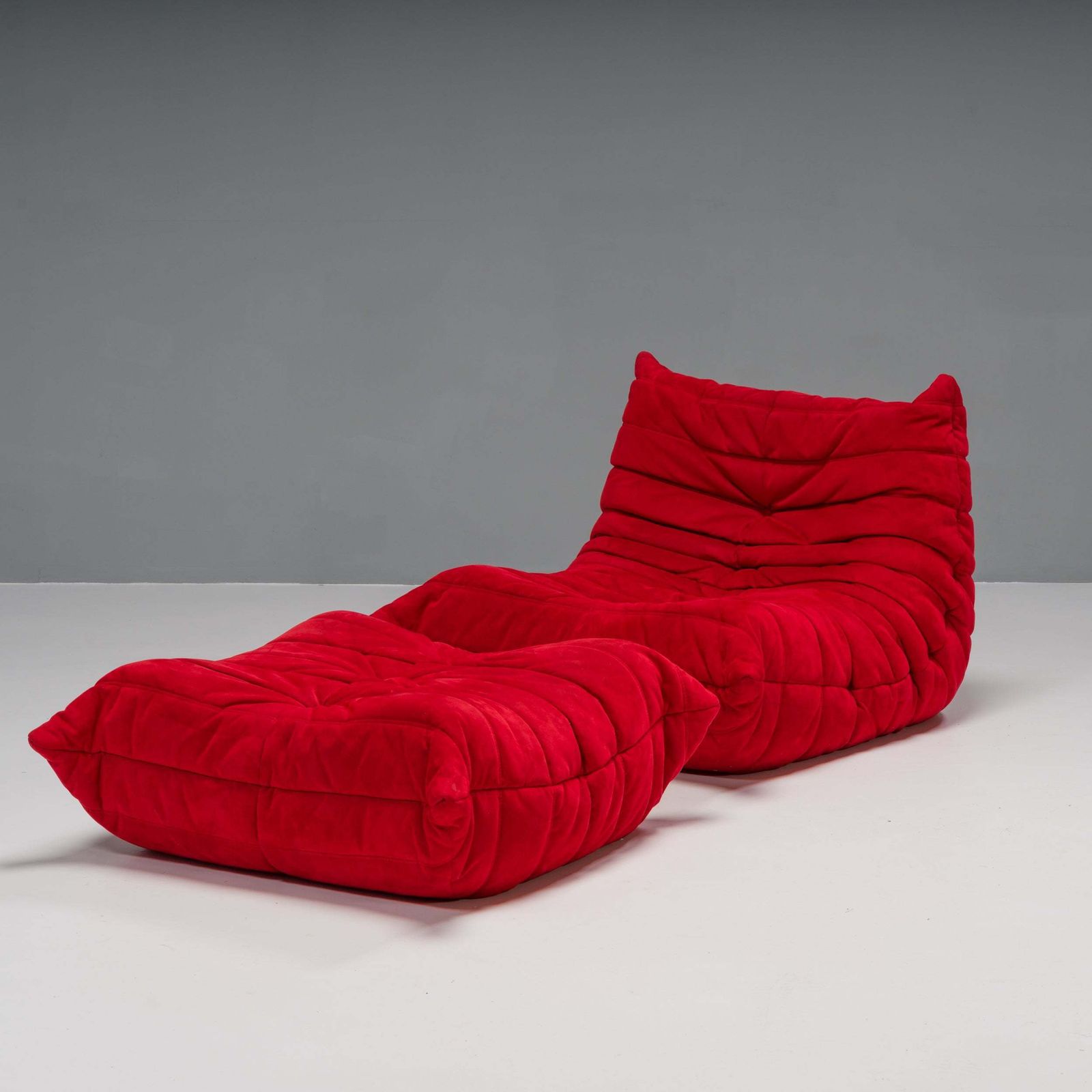 Ligne Roset By Michel Ducaroy Togo Red Armchair And Footstool, Set Of Two photo furniture