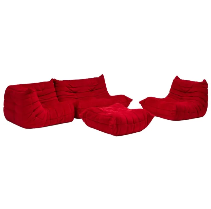 Ligne Roset By Michel Ducaroy Togo Red Modular Sofa, Set Of 4