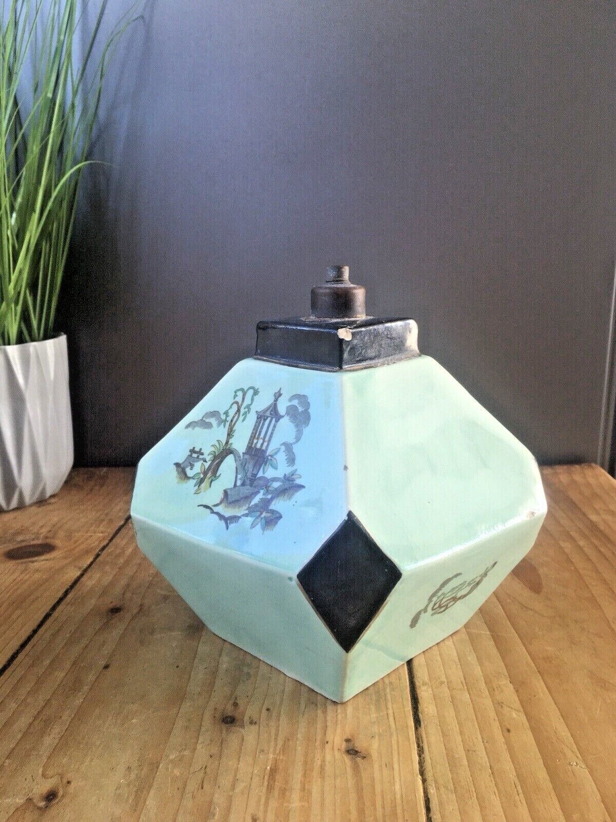 Unusual Antique Chinese Oriental Asian Turquoise Aqua Jade Green Table Lamp Base photo for sale