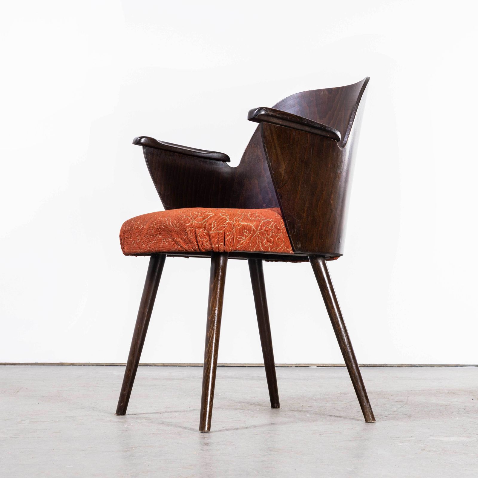 1950’s Dark Walnut Upholstered Side Chair – Oswald Haerdt Model 515 photo 534.0