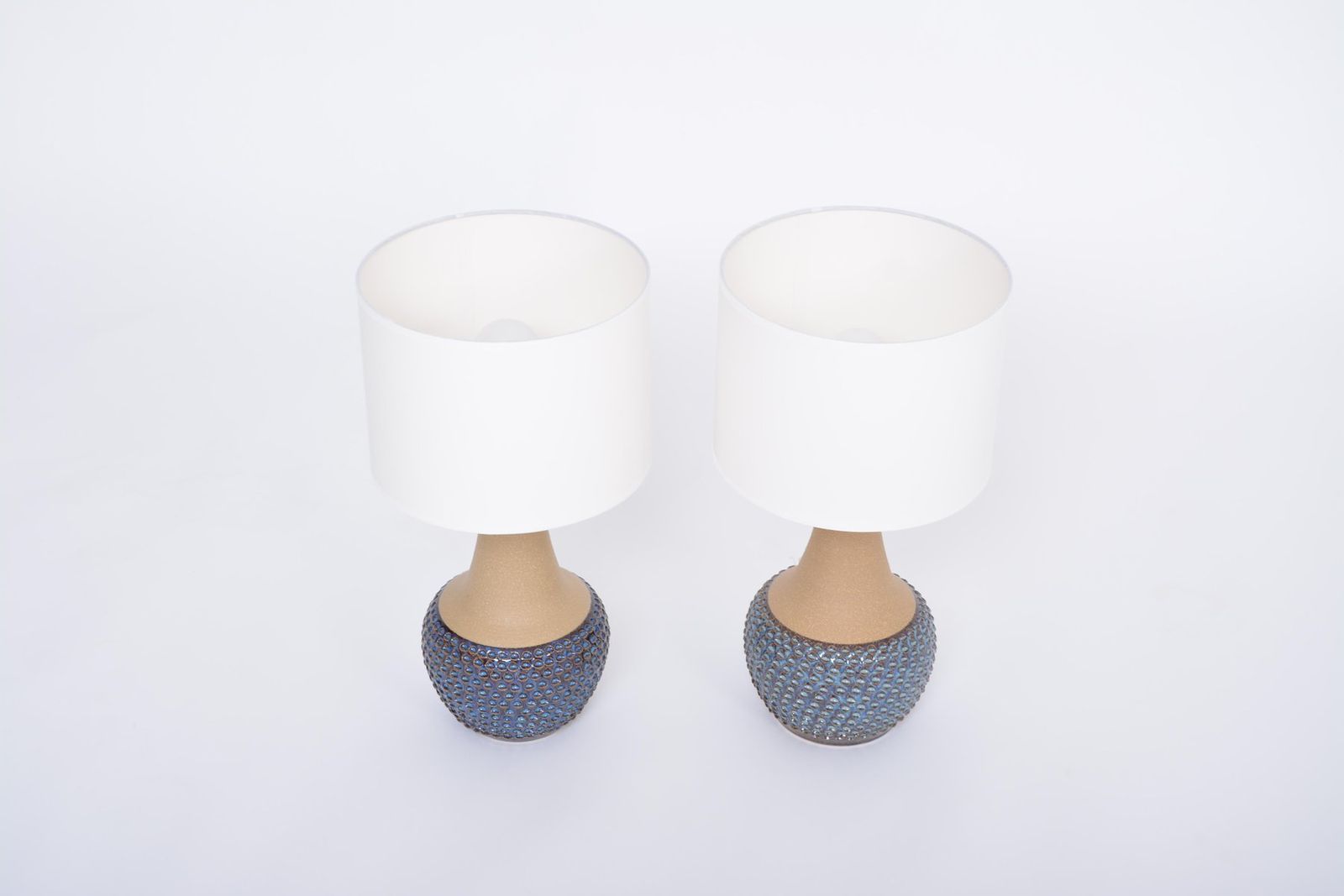 Mid Century Danish Handmade Stoneware Lamps Attributed To Einar Johansen For Soholm, 1960s, Set Of 2 photo buy