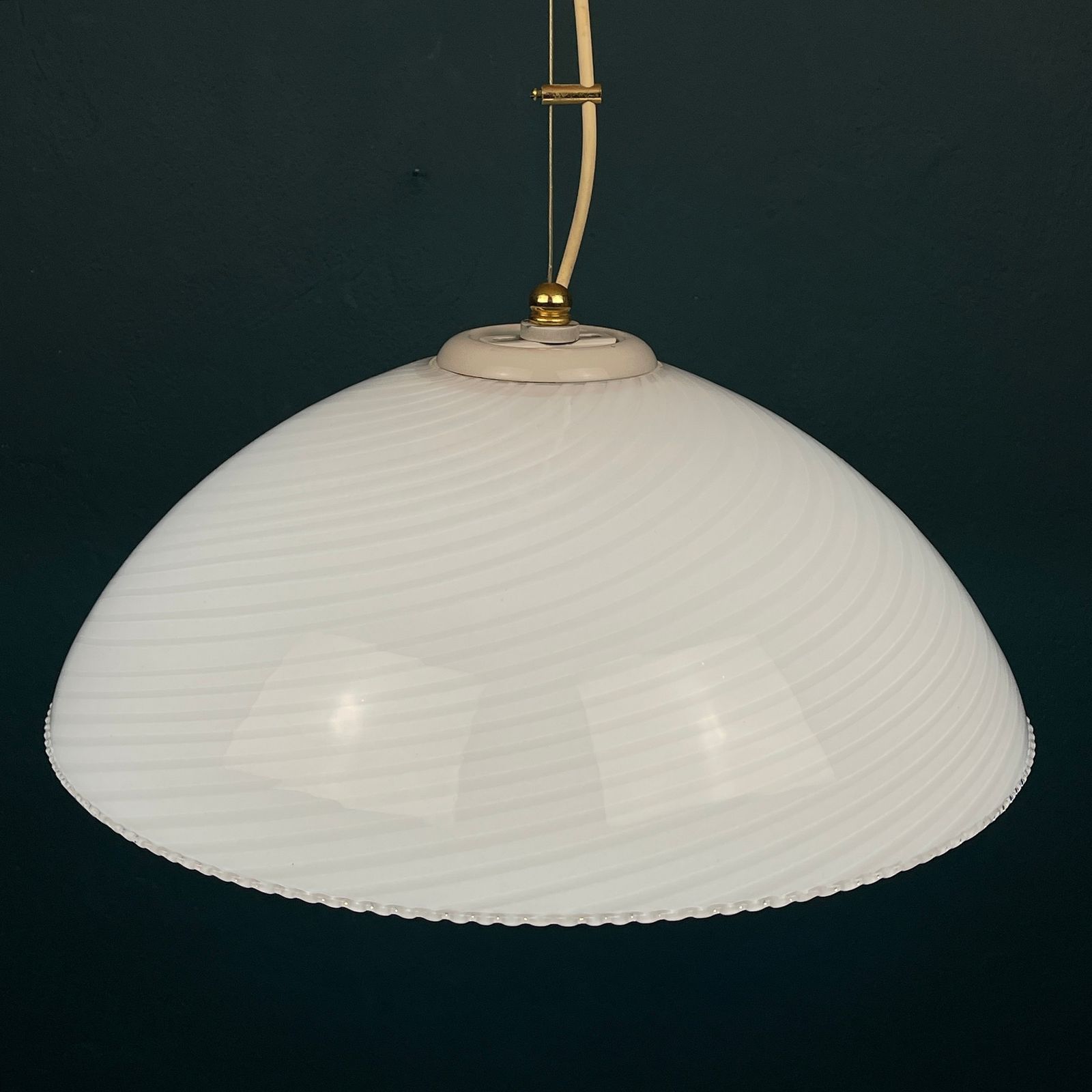 Vintage Swirl Murano Glass Pendant Lamp Italy 1970s photo for sale