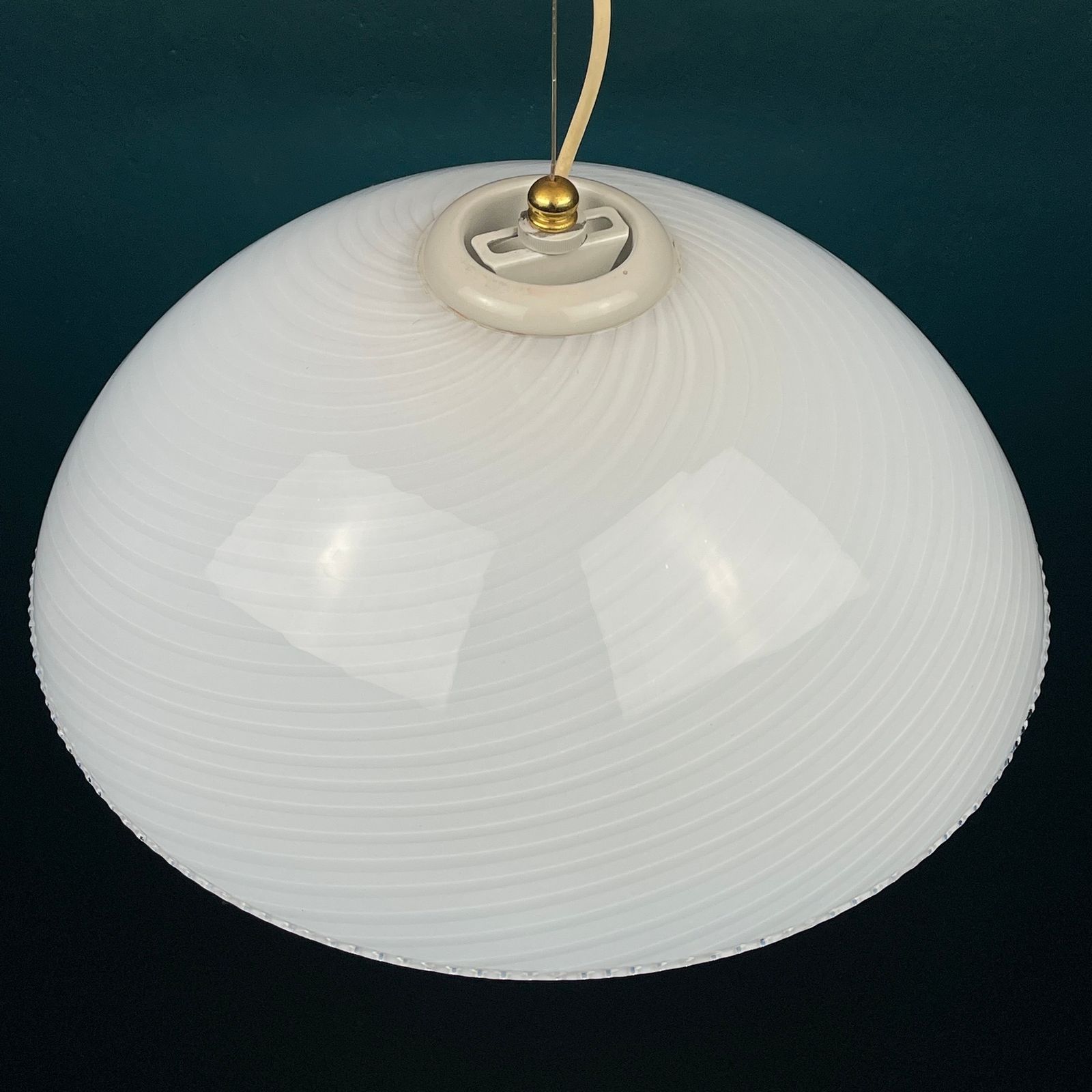 Vintage Swirl Murano Glass Pendant Lamp Italy 1970s photo vintage