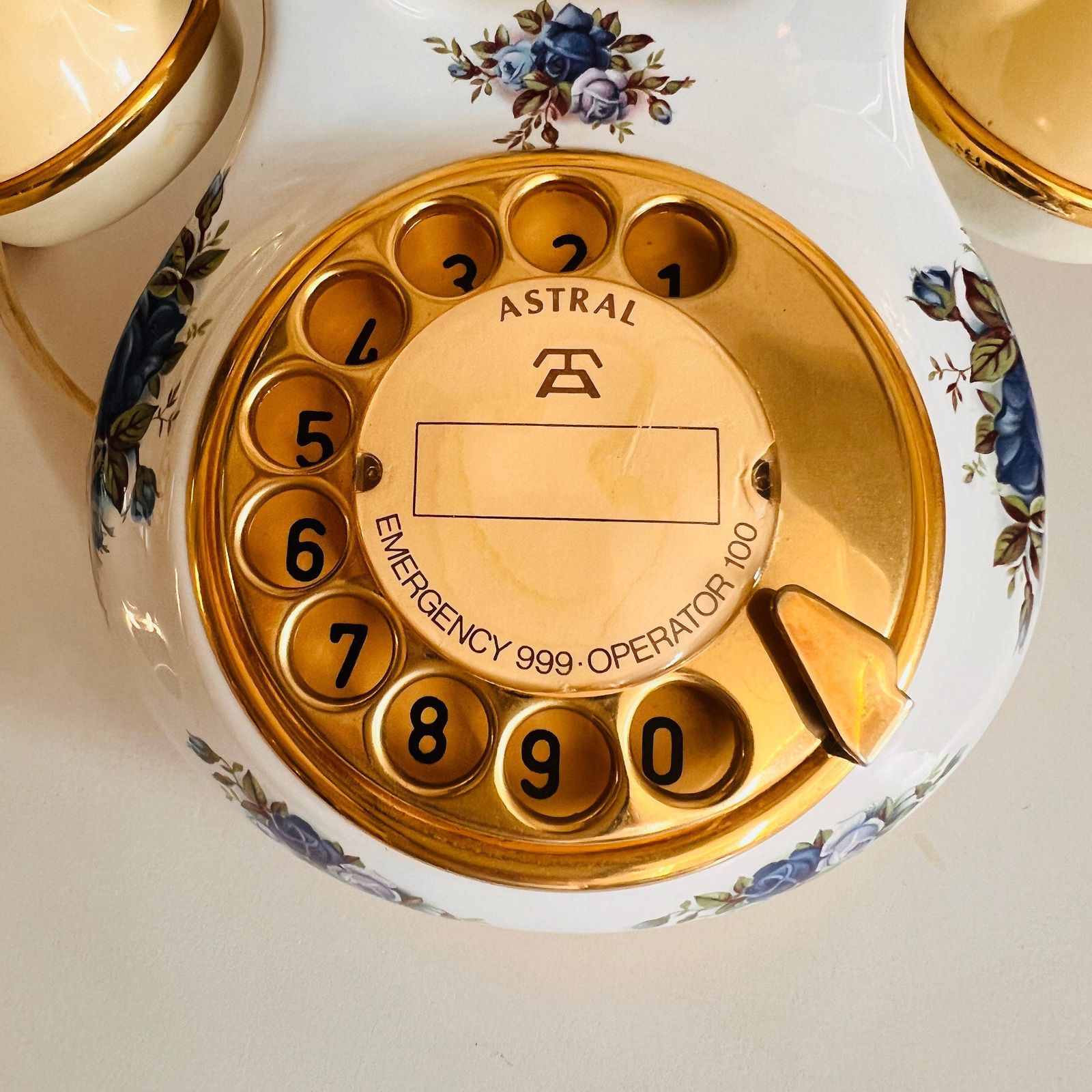 Original Royal Albert Moonlight Rose, Porcelain Telephone, Made In England By Astral Ltd, Rotary Telephone. photo 378.0