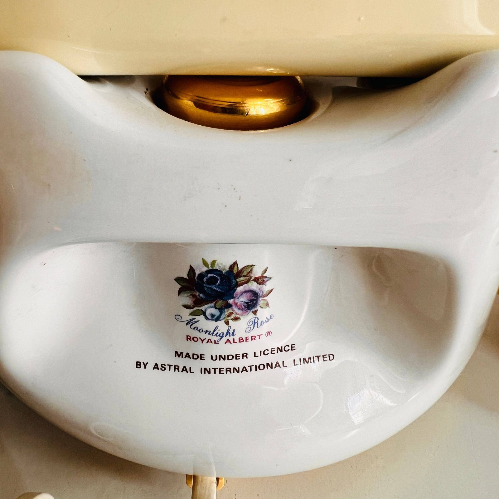 Original Royal Albert Moonlight Rose, Porcelain Telephone, Made In England By Astral Ltd, Rotary Telephone. photo vintage
