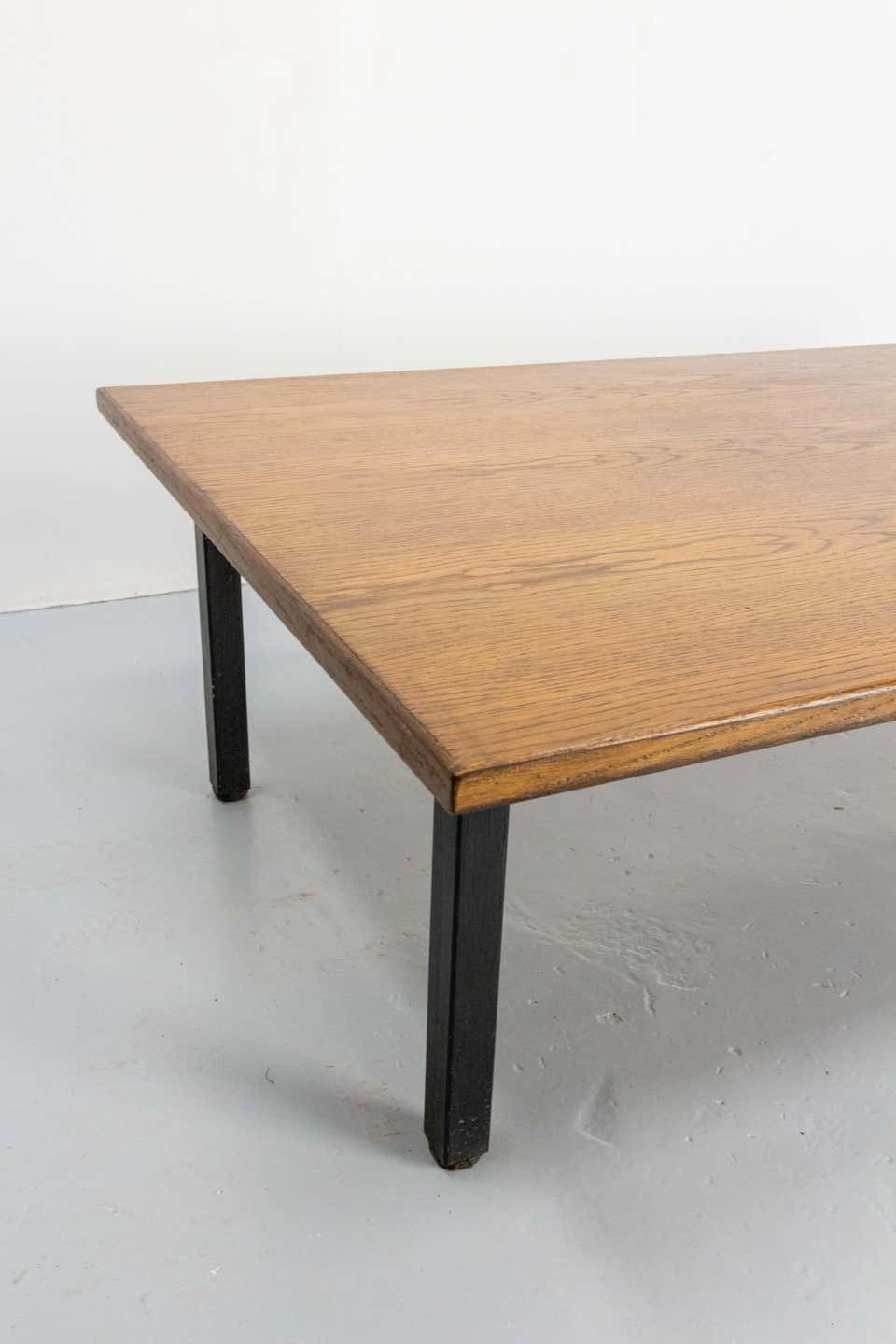 French Coffee Table, Massive Oak And Metal, Circa 1970 photo 911.2