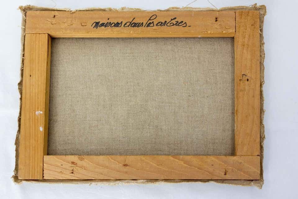 Peinture à l'huile « Maison Dans Les Arbres » huile sur toile signée Laurent Pradat 1976 photo buy