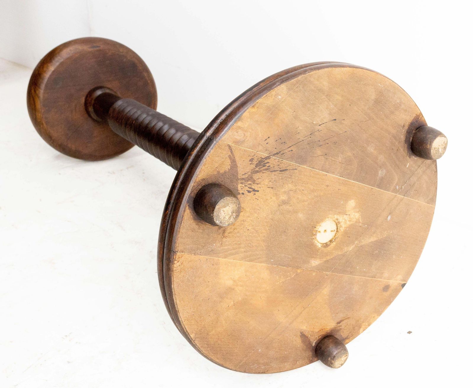 photo furniture French Mid Century Pedestal Or Plant Holder Walnut Dudouyt Style, Circa 1960