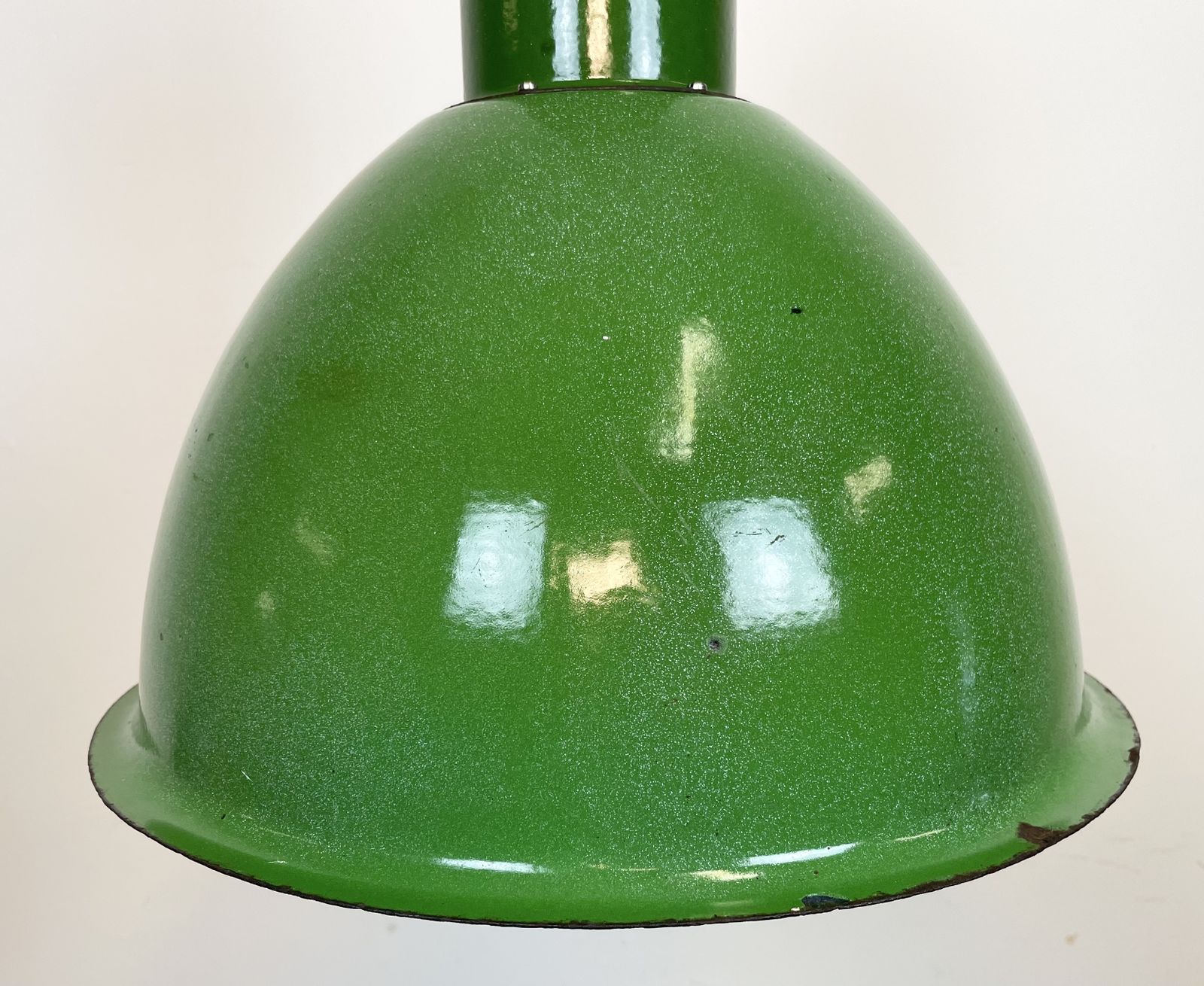 Industrial Soviet Green Enamel Pendant Lamp, 1960s photo Lighting