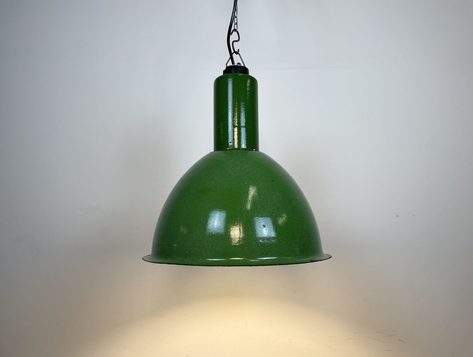 Lighting Industrial Soviet Green Enamel Pendant Lamp, 1960s photo