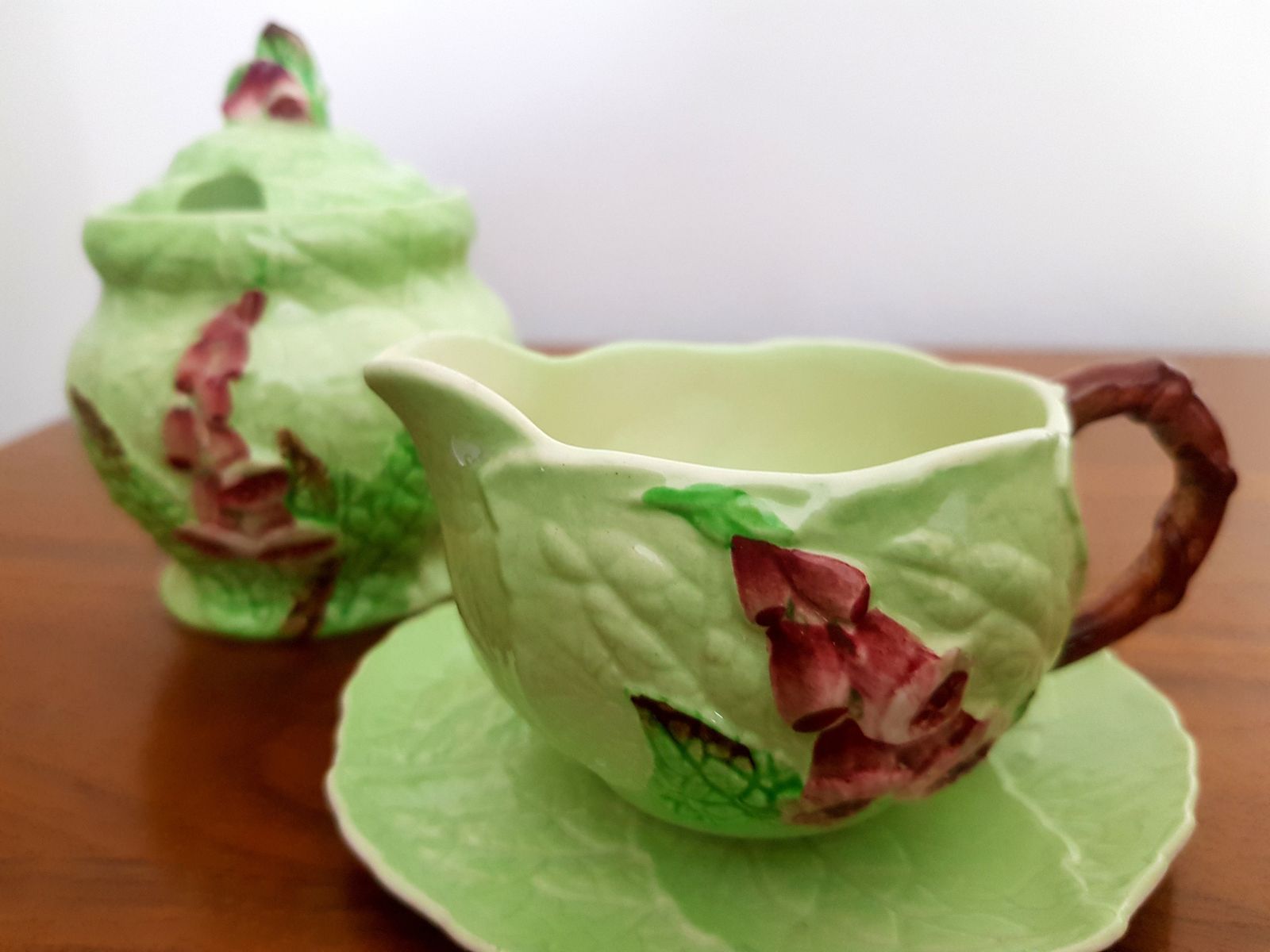 Art Deco Carlton Ware Foxglove Milk Jug And Sugar Pot Set photo for sale