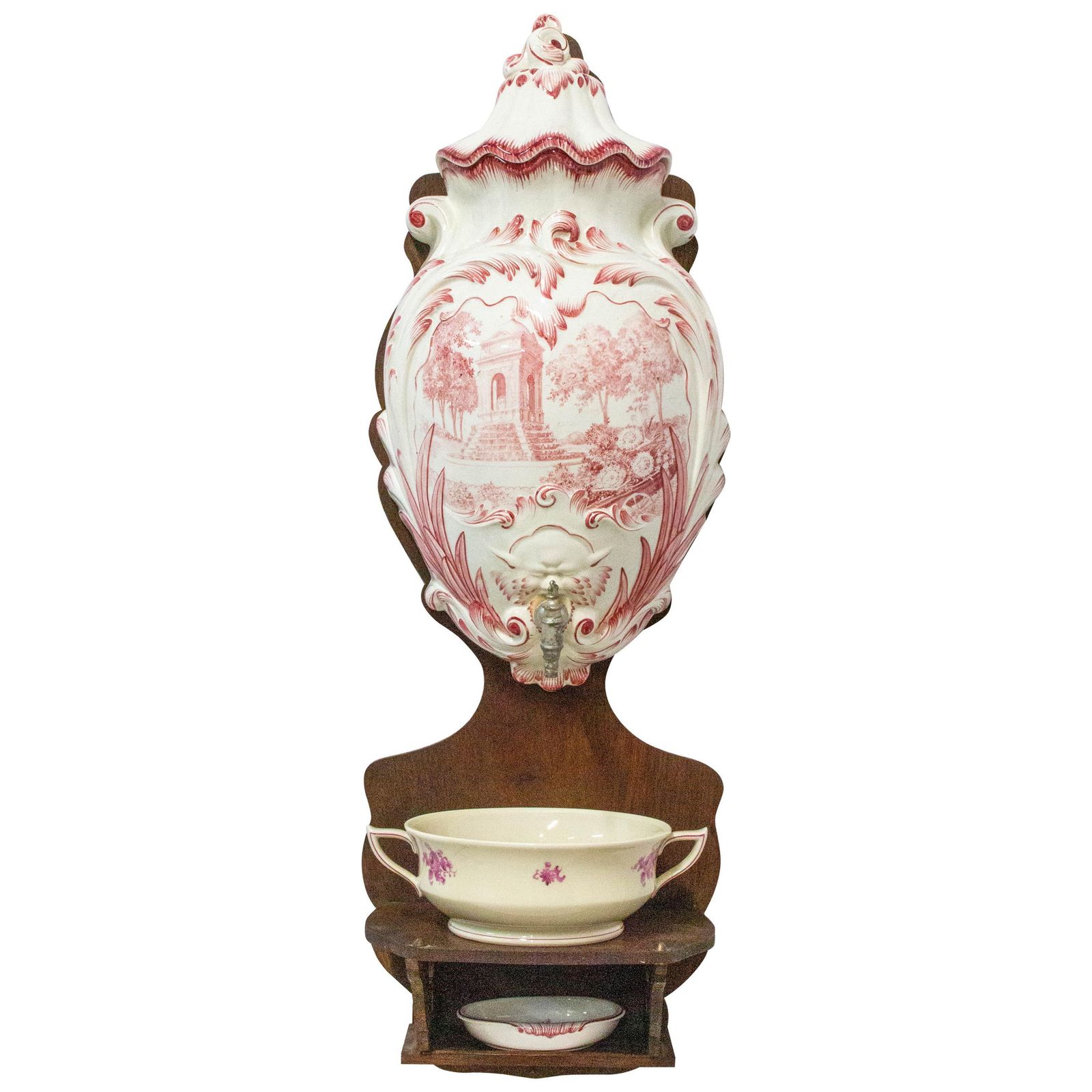 French Faience Wall Fountain, 19th Century