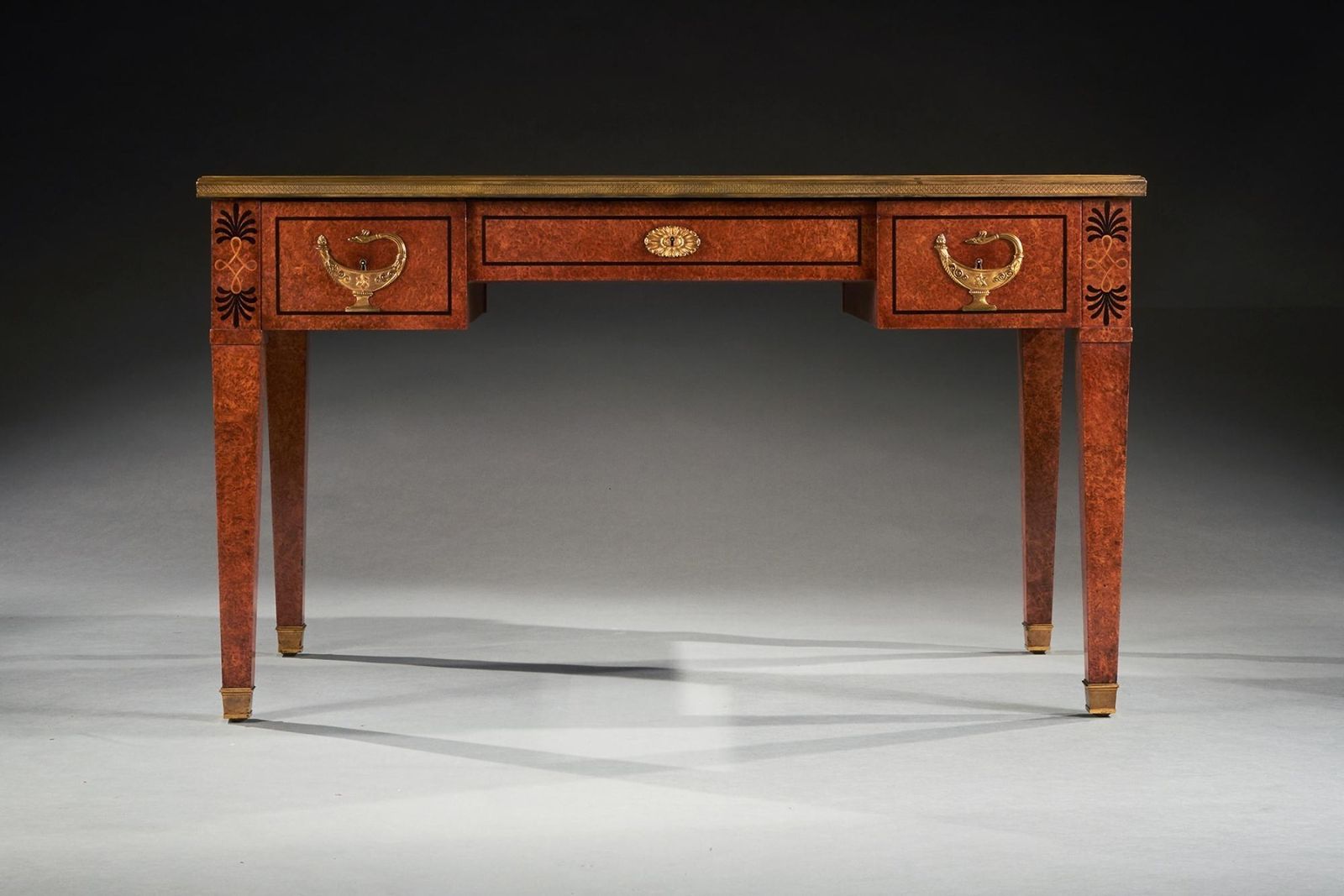 Fine 19th Century French Neoclassical Style Amboyna And Gilt Bronze Mounted Writing Table photo furniture