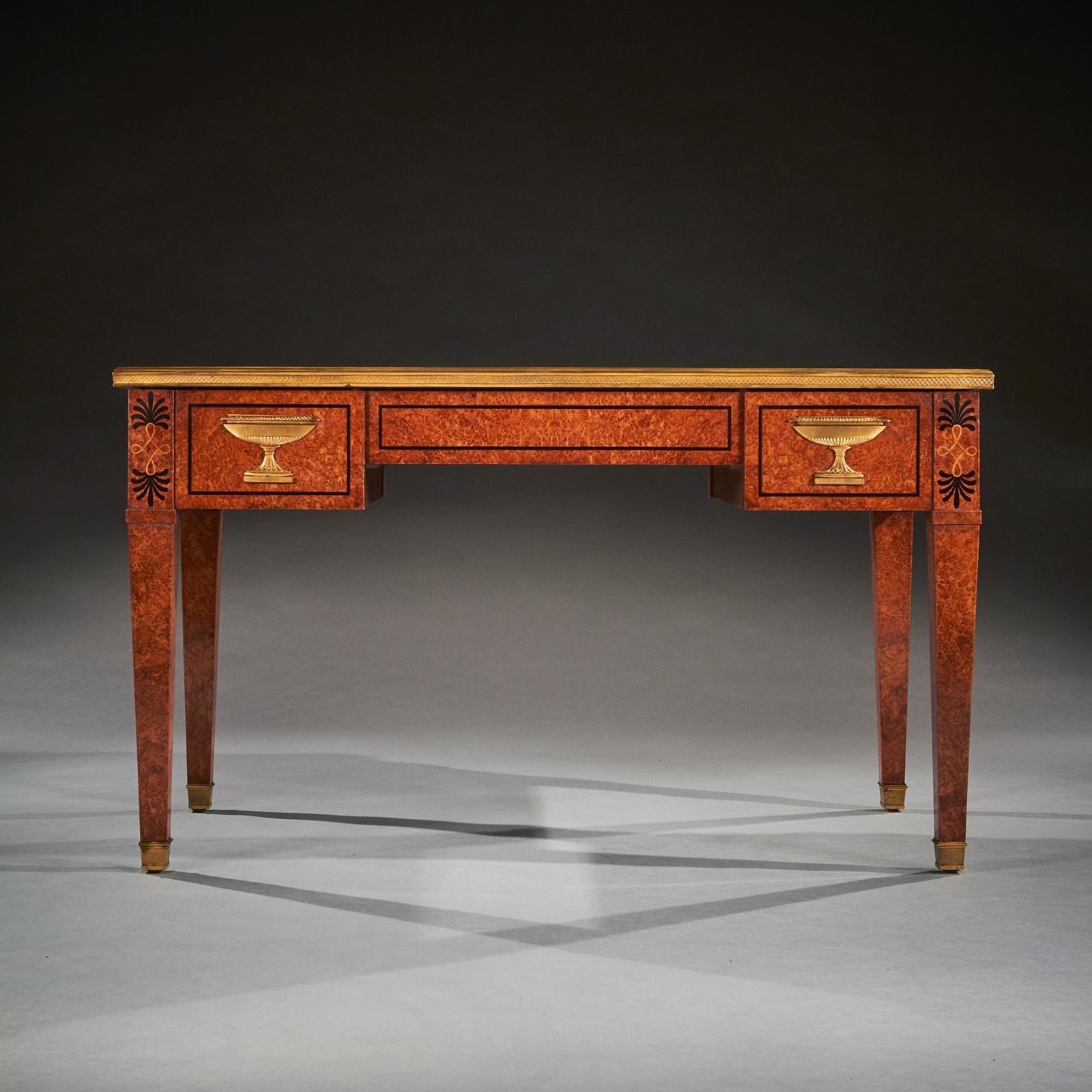 Furniture Fine 19th Century French Neoclassical Style Amboyna And Gilt Bronze Mounted Writing Table photo
