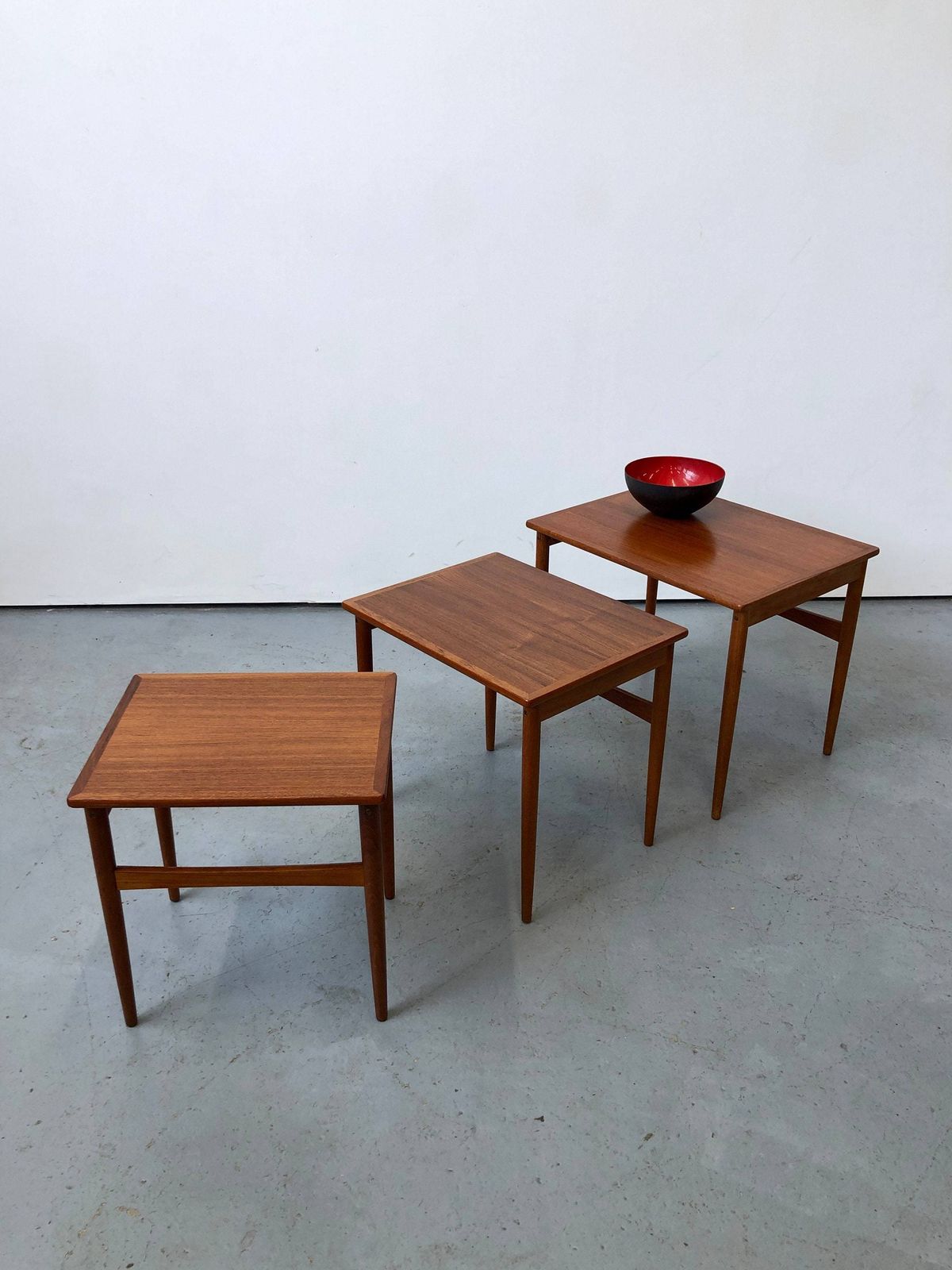 Vintage 1960s Grete Jalk Poul Jeppesens Møbelfabrik Teak Nest Of Coffee Tables. Danish Retro G Plan Vodder Mid Century photo vinterior