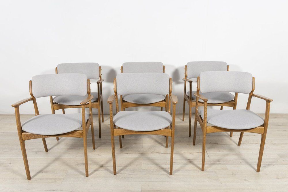 Oak Model 49 Dining Chairs By Erik Buch For Odense Maskinnedkeri O.D. Furniture 1960s Set Of 6 photo for sale