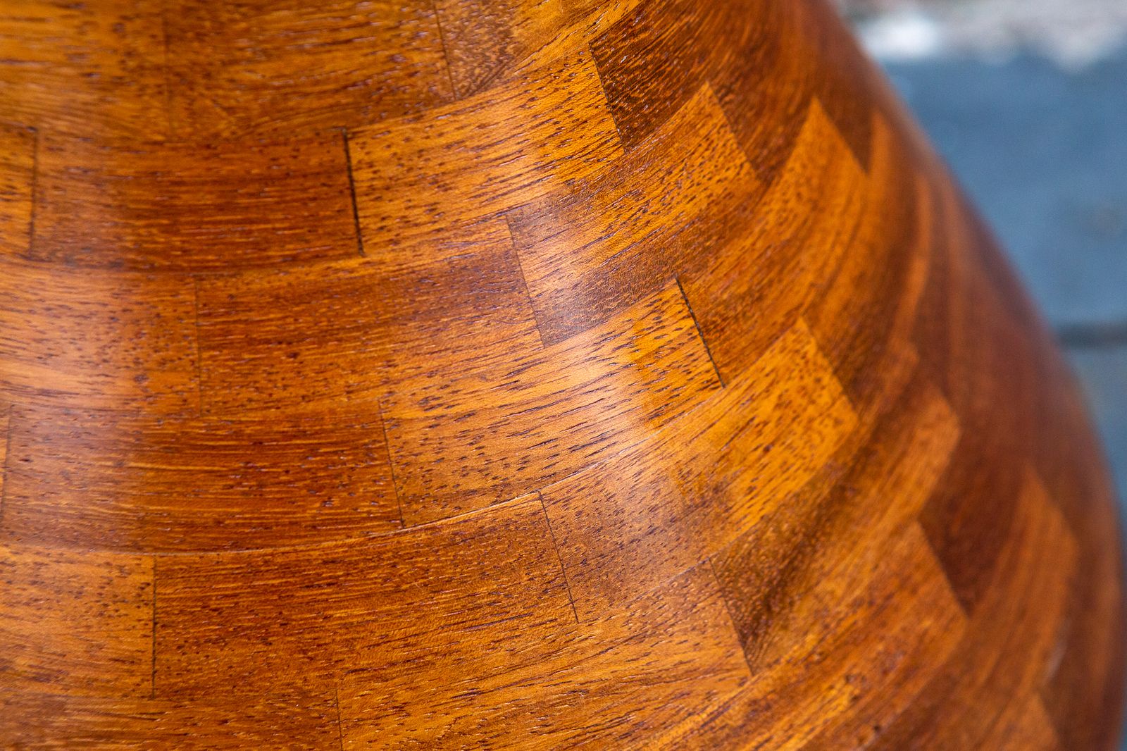 Segmented Wooden Floor Vase Richard Haining Style Stacked Sculptural Organic Artistic Large Floor Teak Statement Mcm Trumpet photo Home Decor