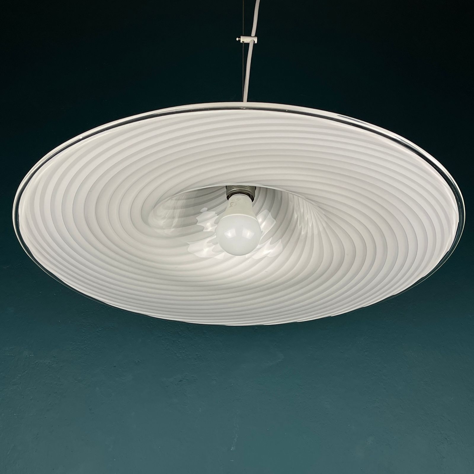 photo for sale Classic Swirl Murano Glass Pendant Lamp Vetri Murano Italy 1970s