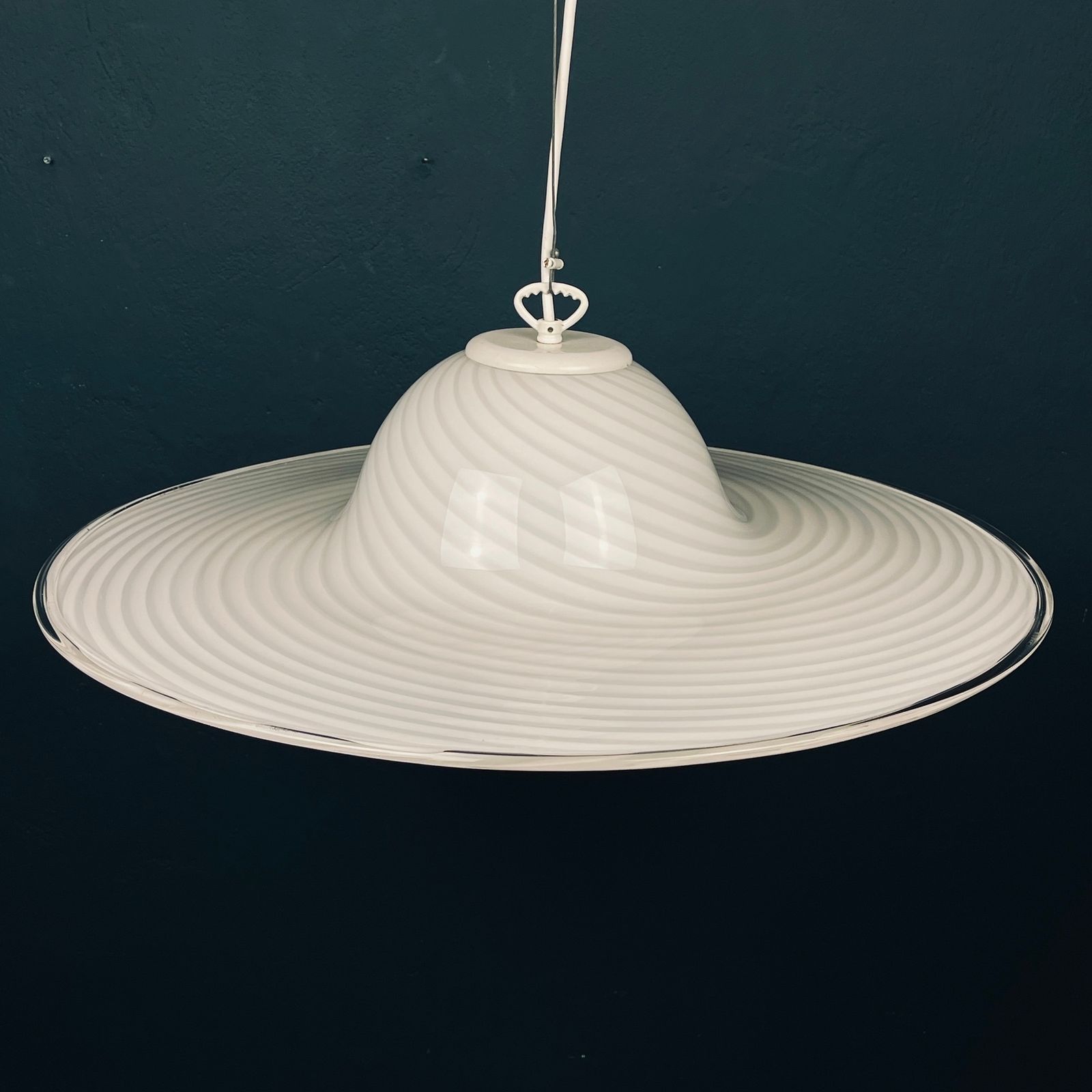 Classic Swirl Murano Glass Pendant Lamp Vetri Murano Italy 1970s