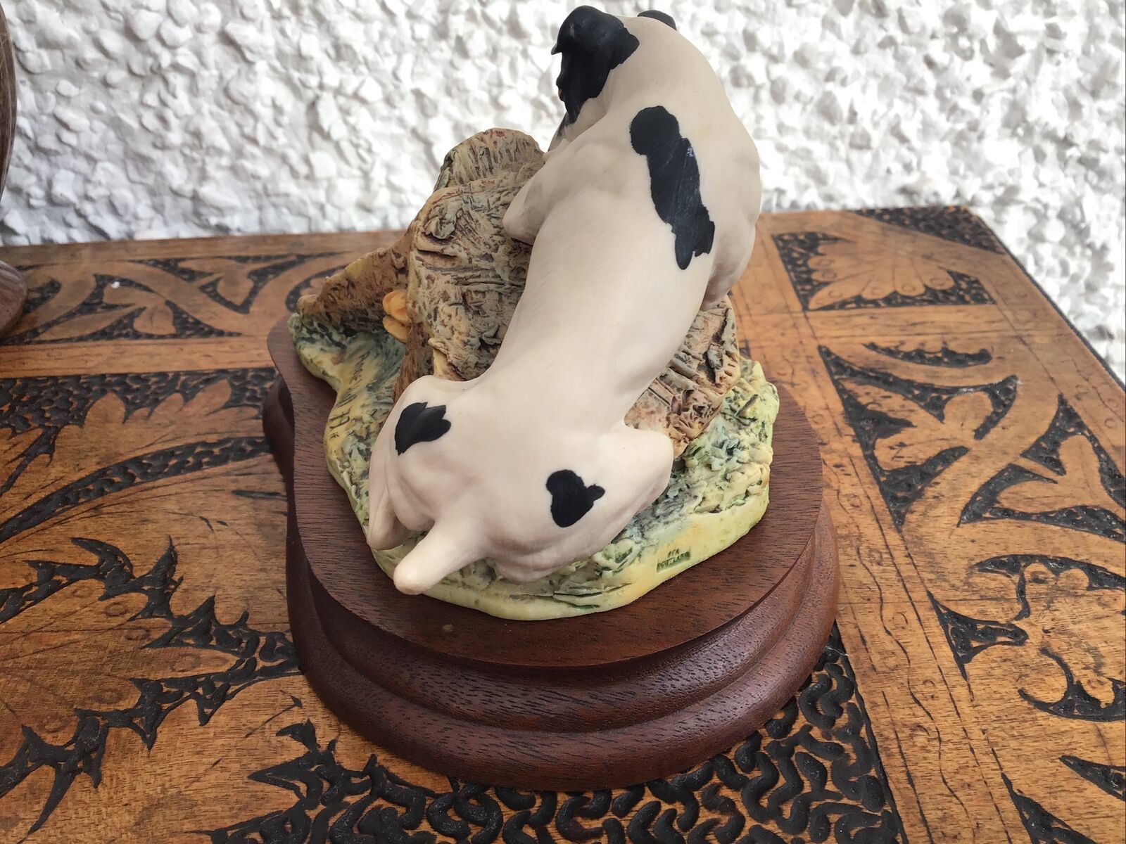 Border Fine Arts. Anne Wall 1979 Jack Russell Chasing A Hare Over A Stump photo Art