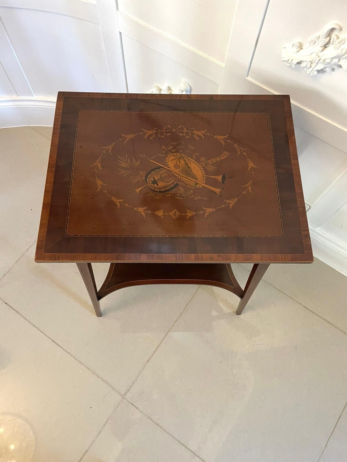 Fine Quality Antique Mahogany Inlaid Lamp Table photo furniture