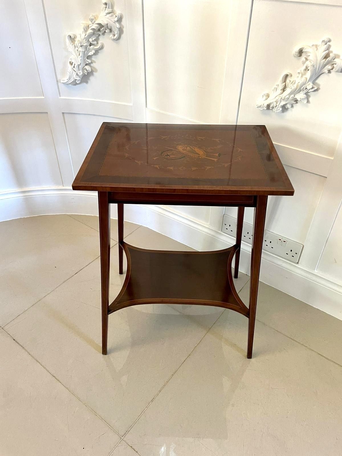Fine Quality Antique Mahogany Inlaid Lamp Table photo Furniture