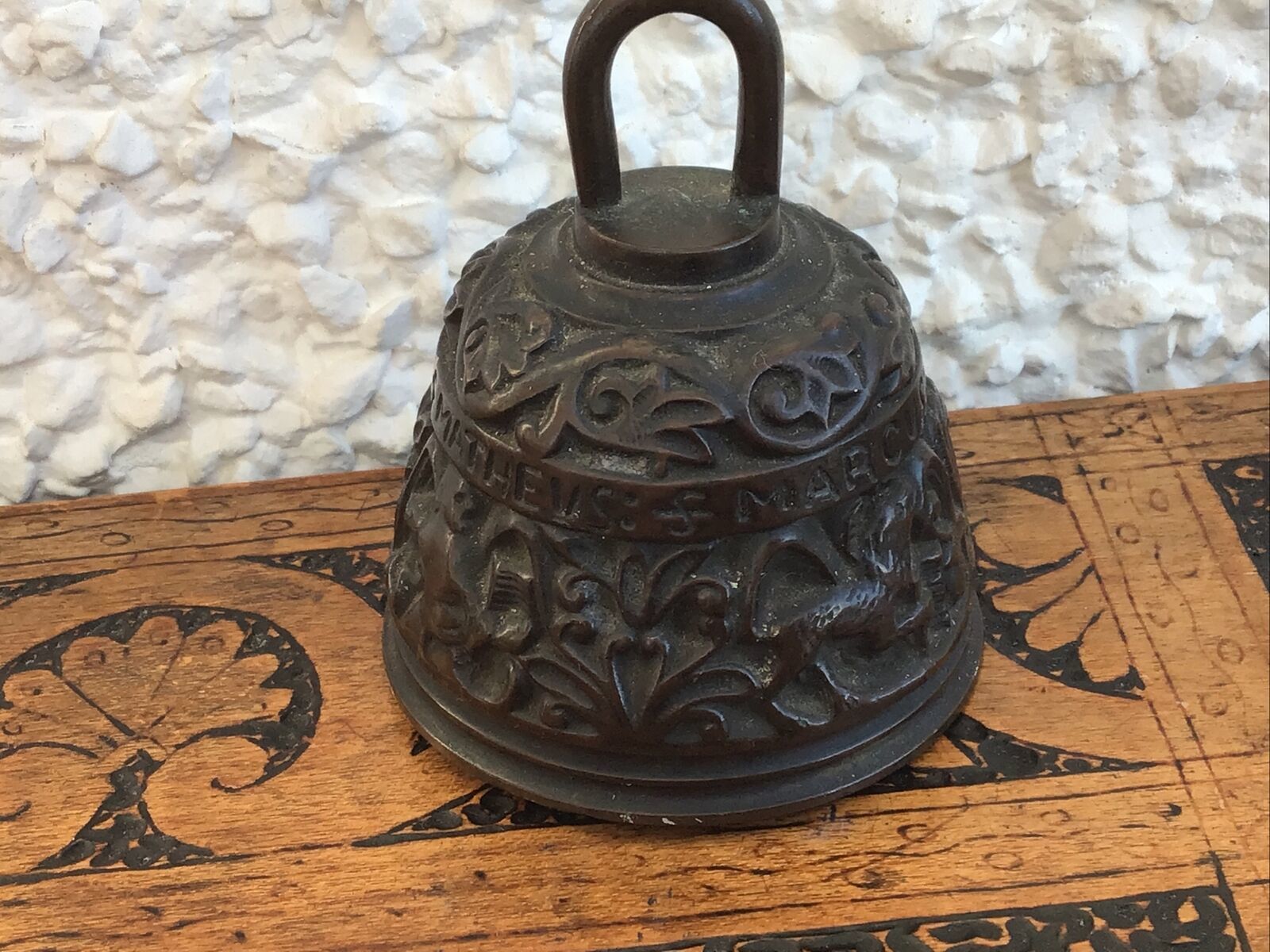 Antique European Bronzed? Copper Apostle Bell. Natural Scenes. photo furniture