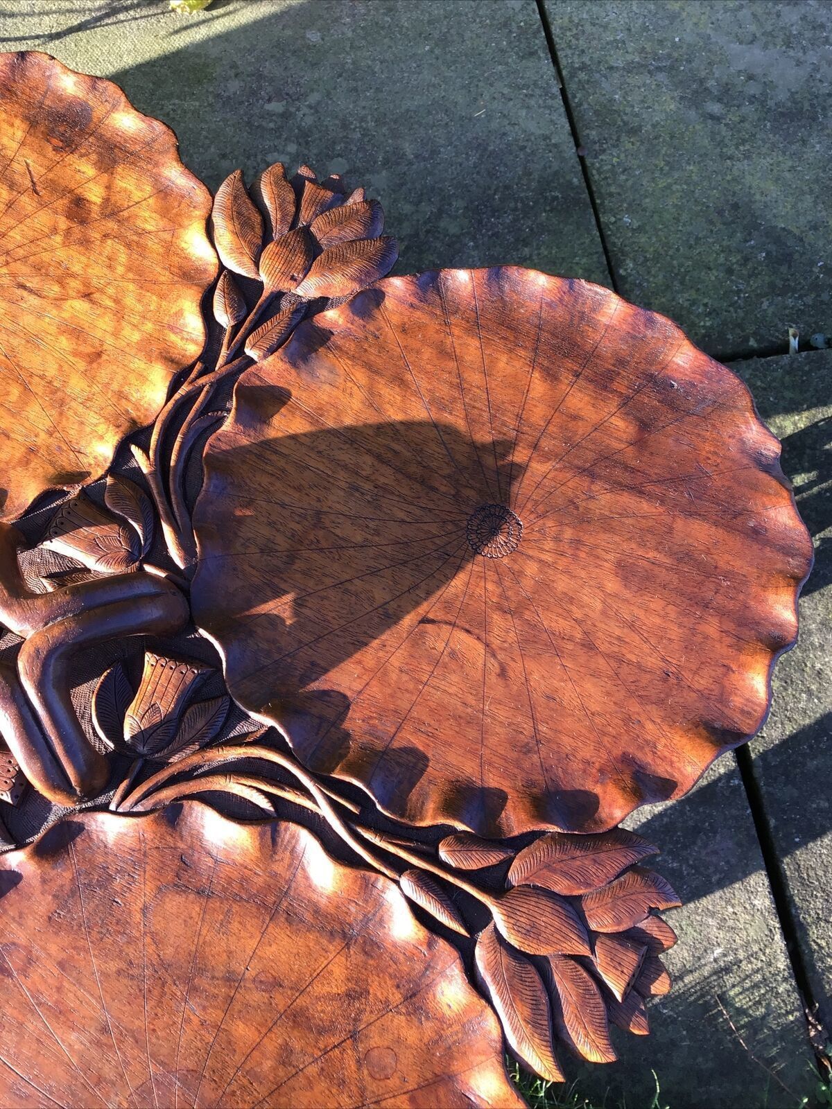 19th C. Carved Teak Chinese Tea Table In Art Nouveau Style photo Furniture