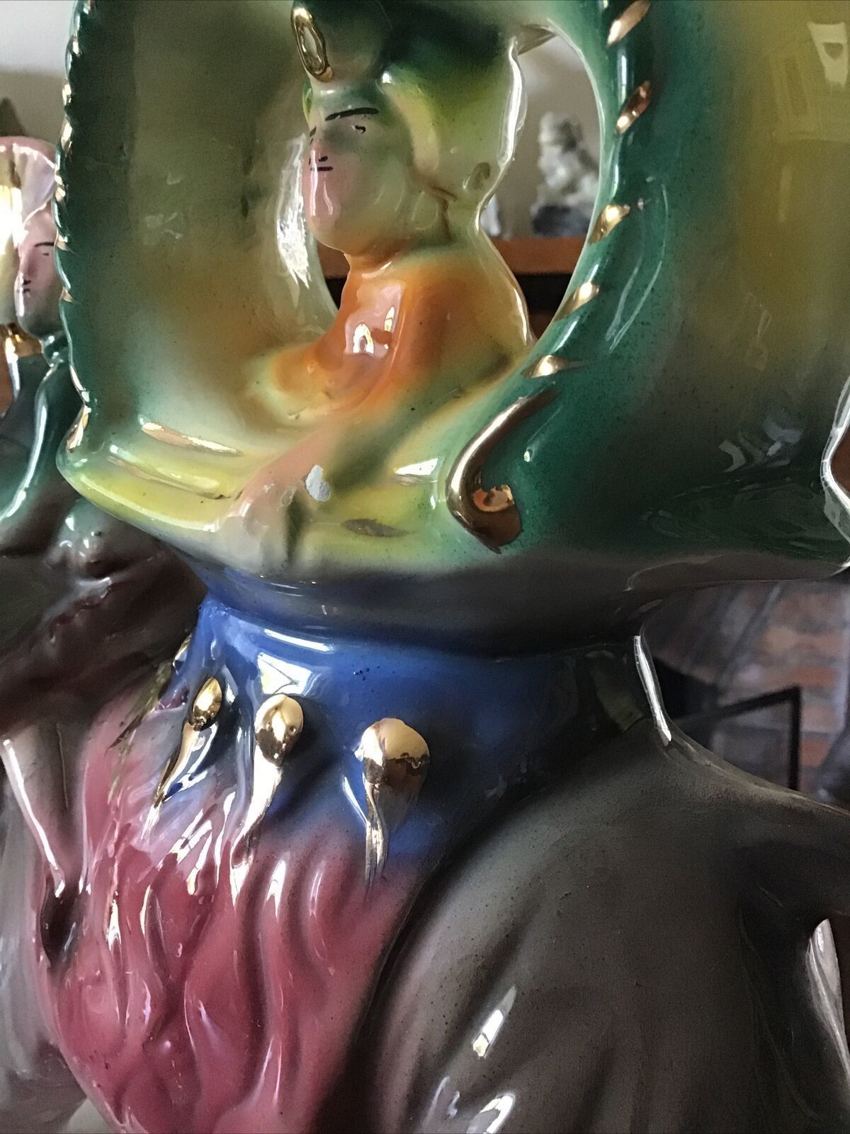 photo for sale 12.5” Tall Capodimonte Elephant With Sedan Chair And Mahout Wafting Fan. Rare