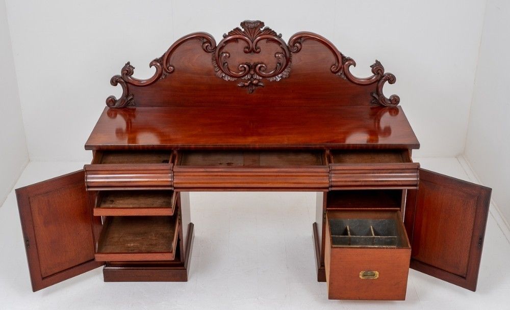 Victorian Sideboard   Mahogany Pedestal Server 1870 photo 1295.0