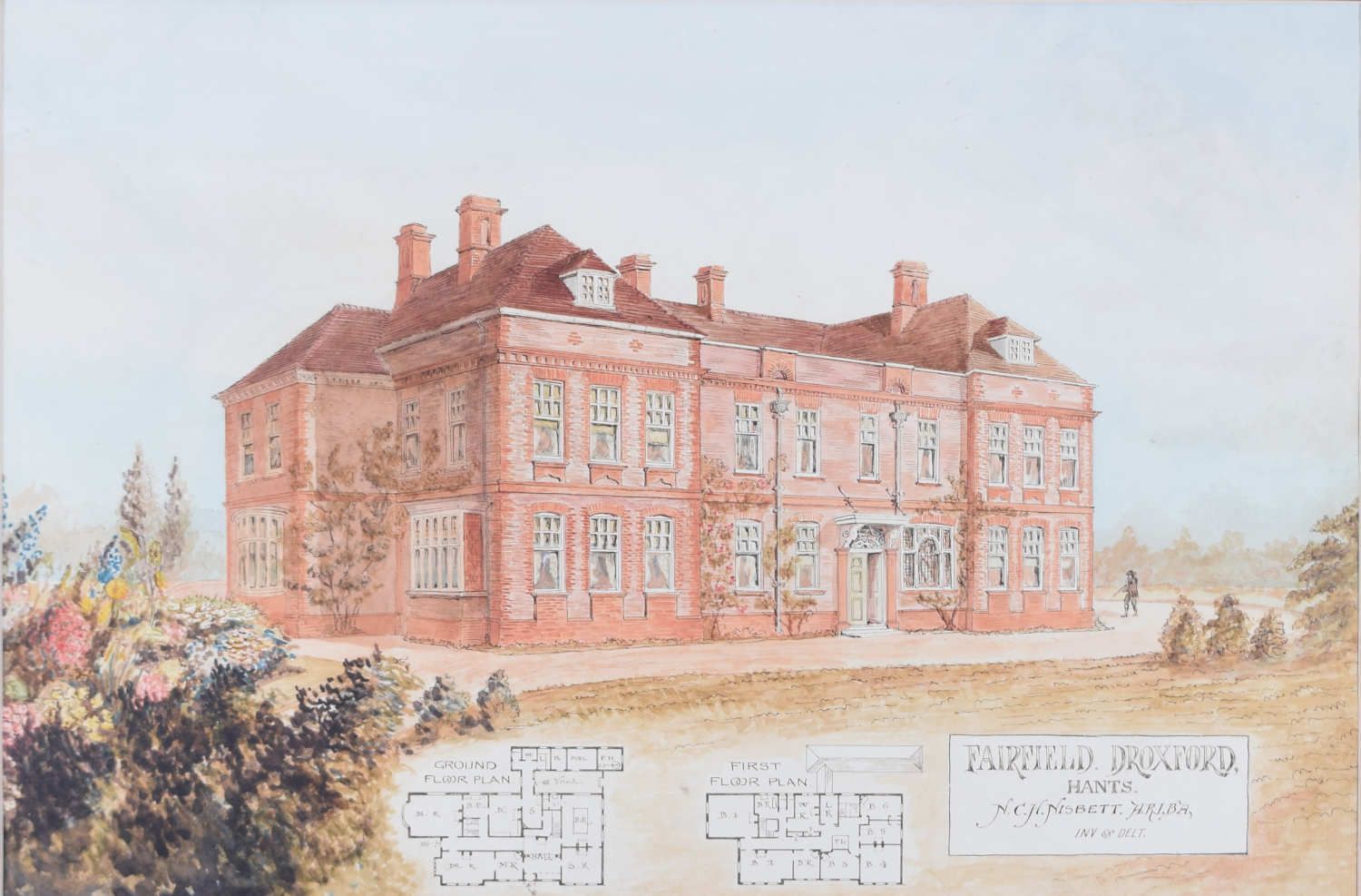 Norman Clayton Hadlow Nisbet Ariba Design For Fairfield House, Droxford, Hampshire (C. 1910) photo buy