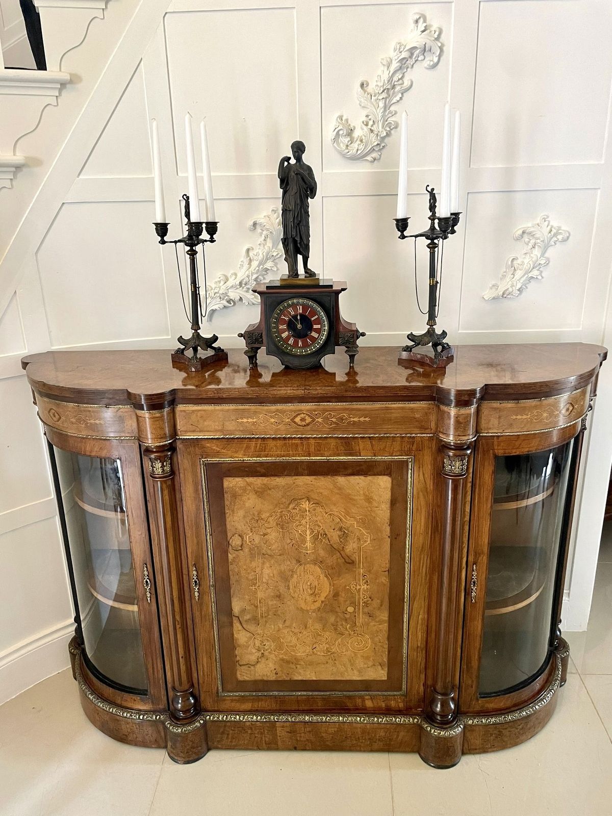 Outstanding Quality Antique Bronze And Marble Clock Set photo vintage
