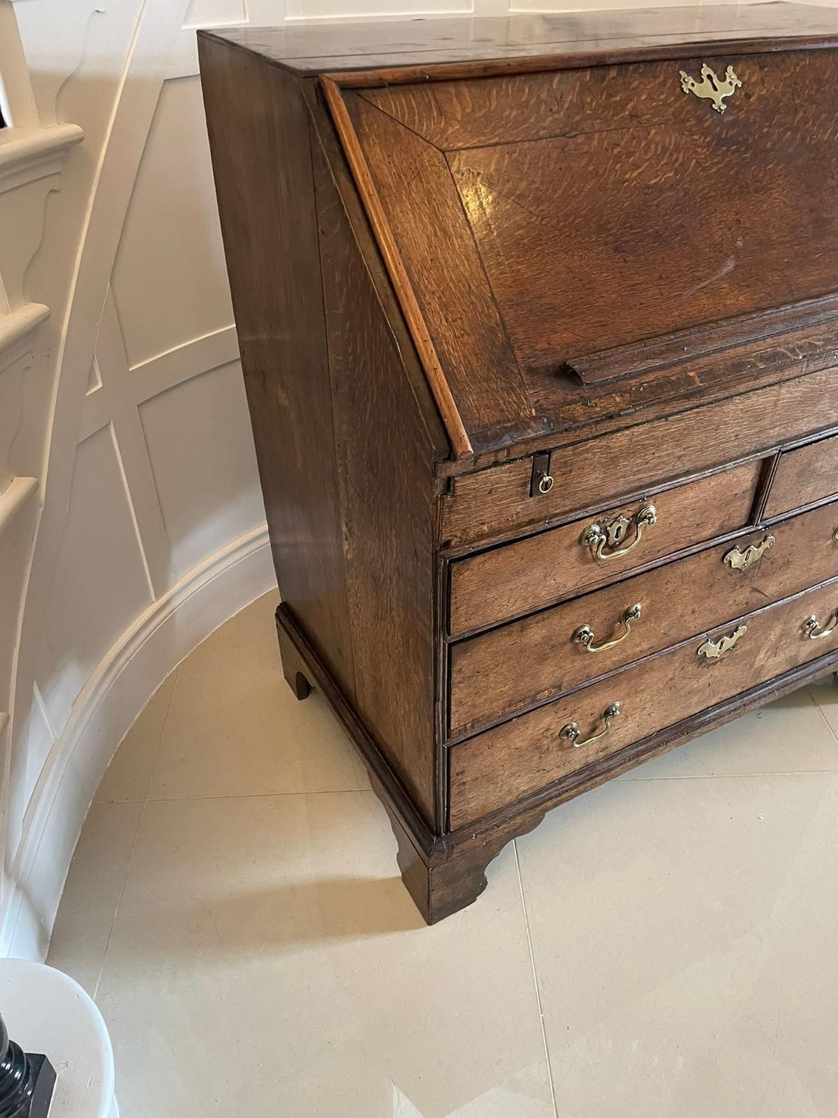 17th Century Antique Quality Oak Bureau With Outstanding Interior photo for sale