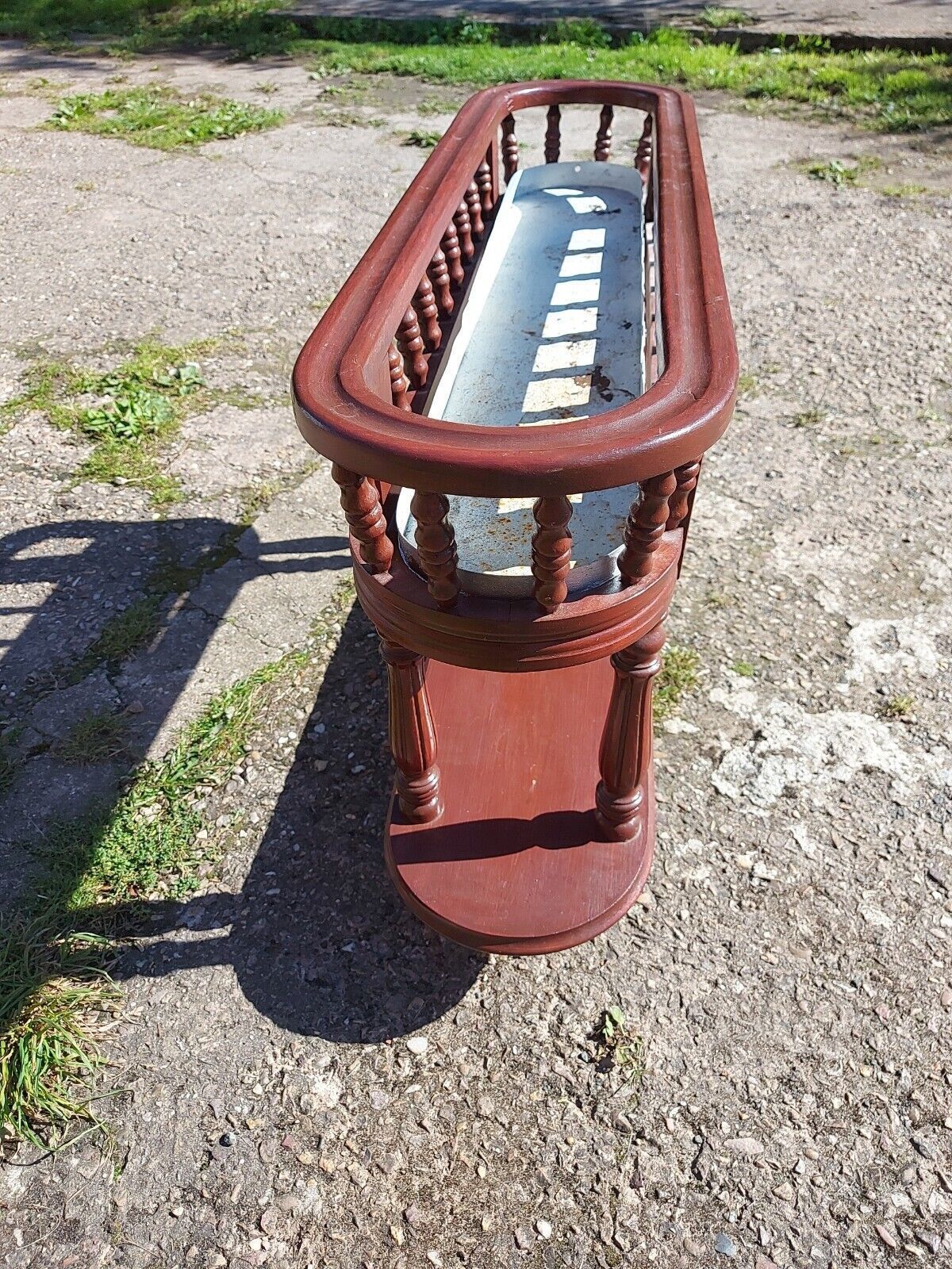 Vintage Planter, Pot Holder,1960's, Wooden, Supported By Turned Columns & Wheels photo for sale