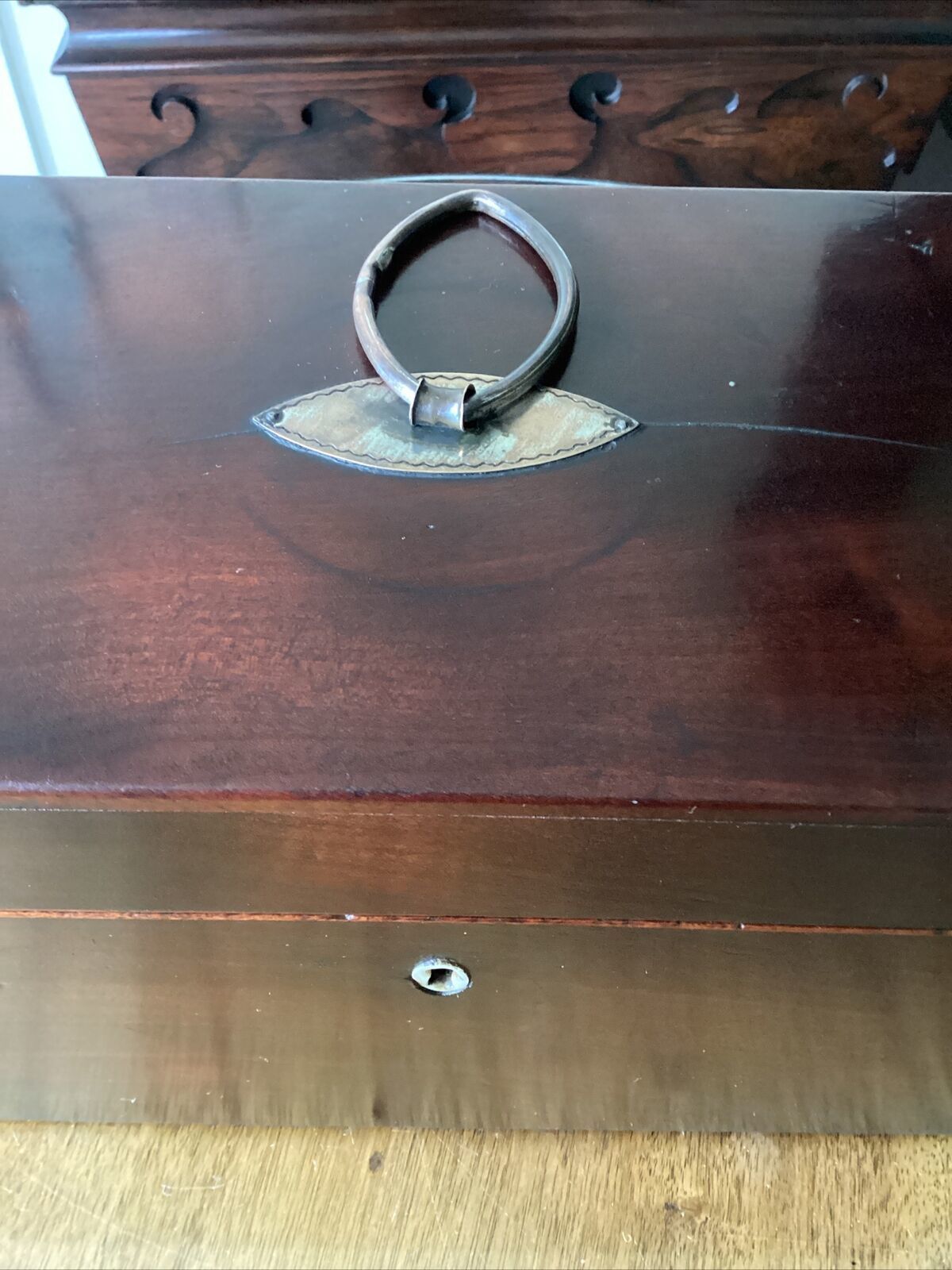 photo for sale Fine Quality George III Cuban Mahogany Tea Caddy With Interior And Key