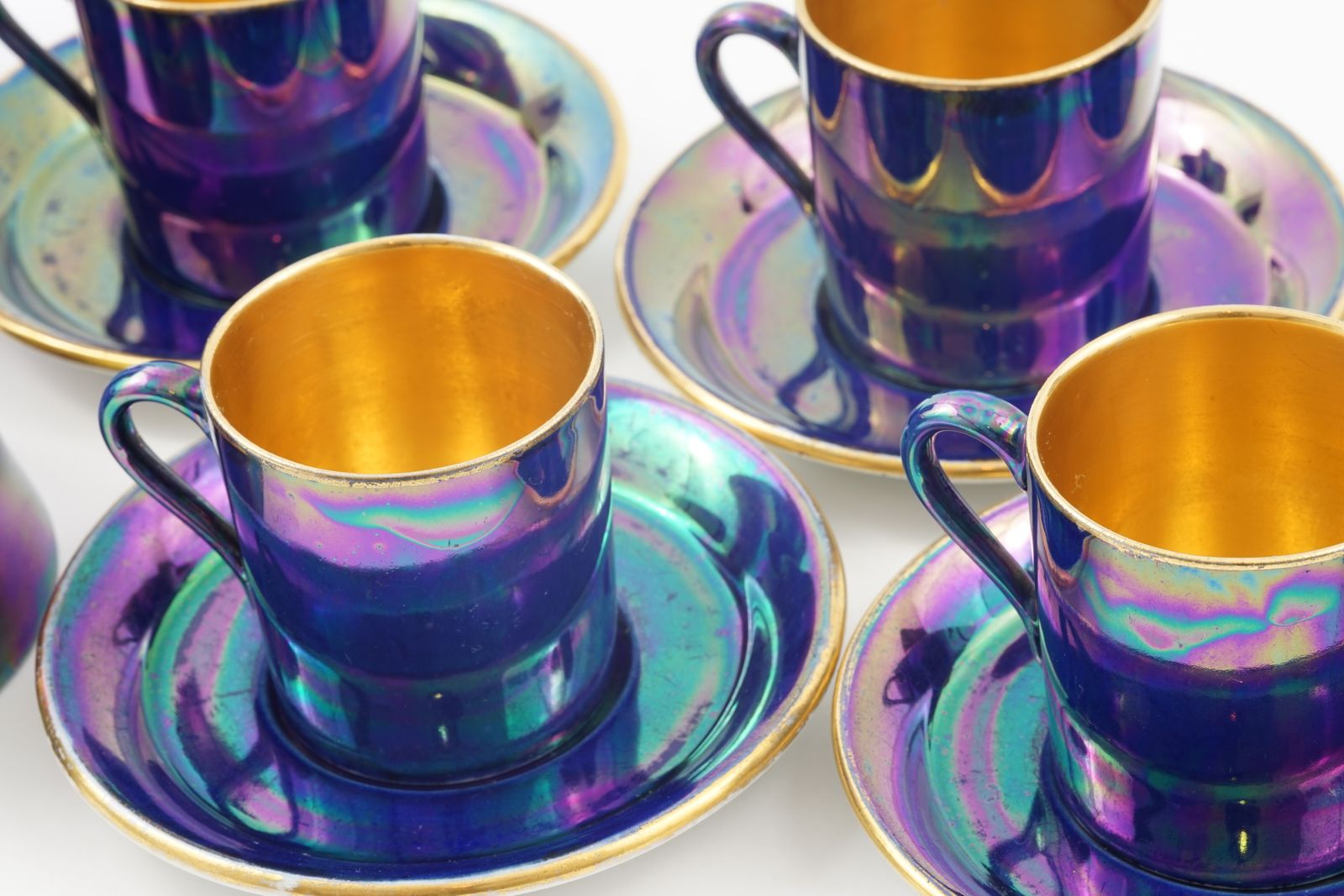Carlton Ware Art Deco Purple Lustre Ware 15 Piece Coffee Set, 1920's photo for sale