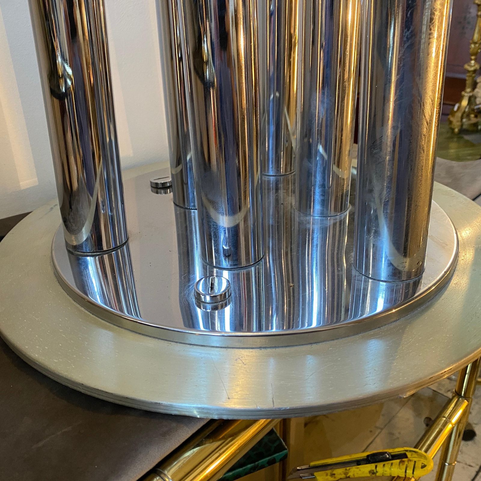 1970s Space Age Steel And Aluminum Italian Table Lamp By Reggiani photo for sale