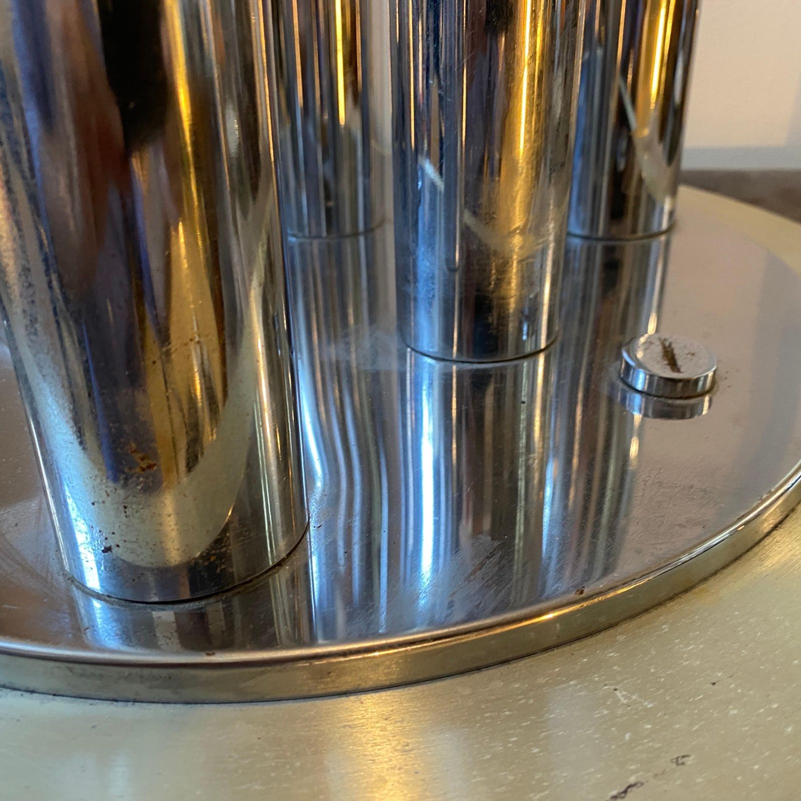 1970s Space Age Steel And Aluminum Italian Table Lamp By Reggiani photo vinterior