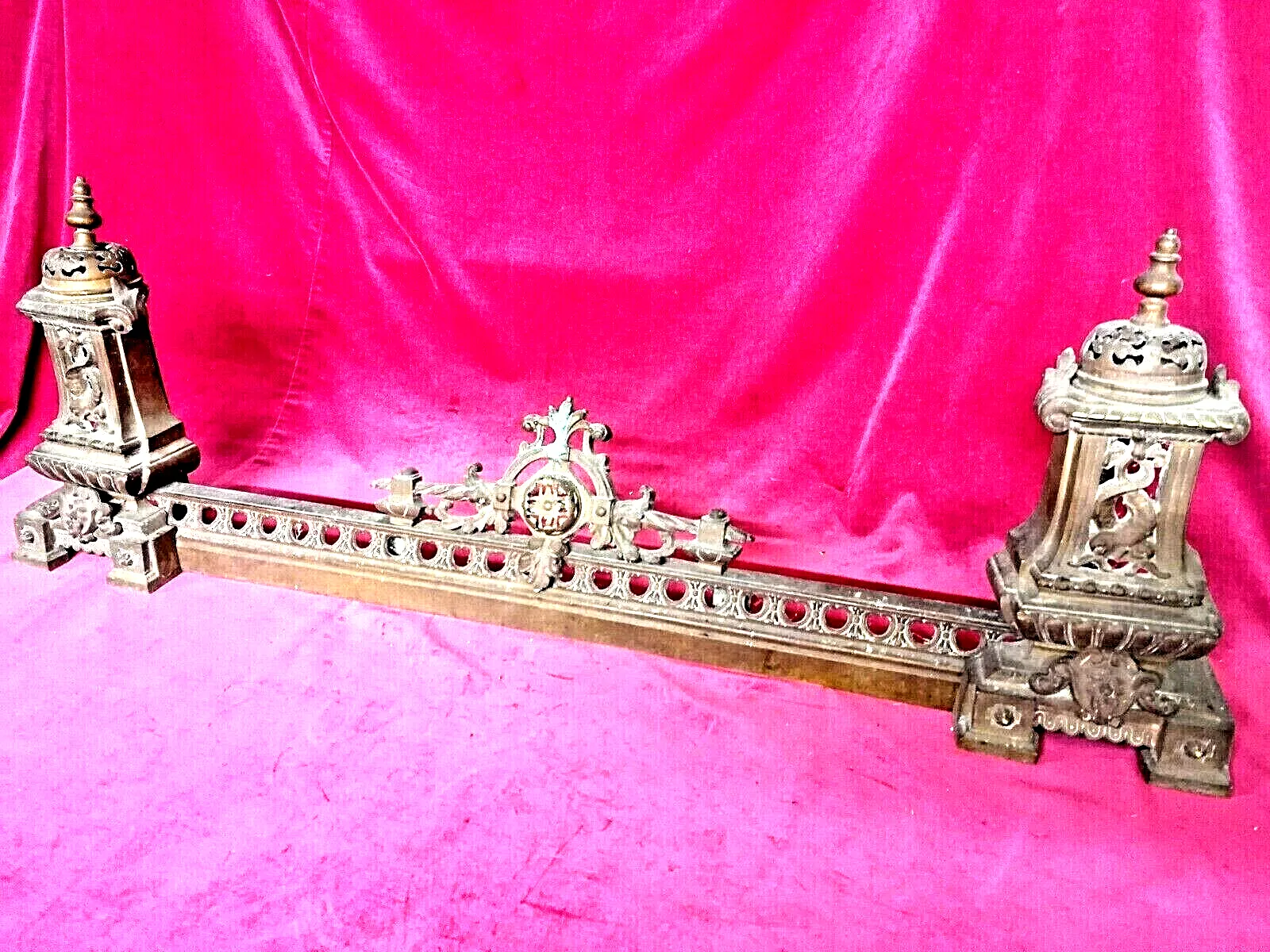 Heavy Vitorian Antique French Vintage Bronze Fire Guard Fire Dog 19th C 7 Kg